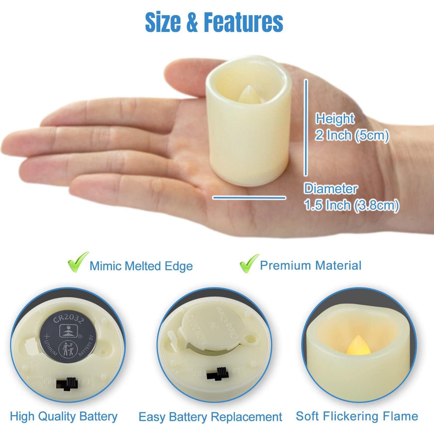 CANDLE IDEA 36 Velas LED sin llama 3.81 cm para decoración