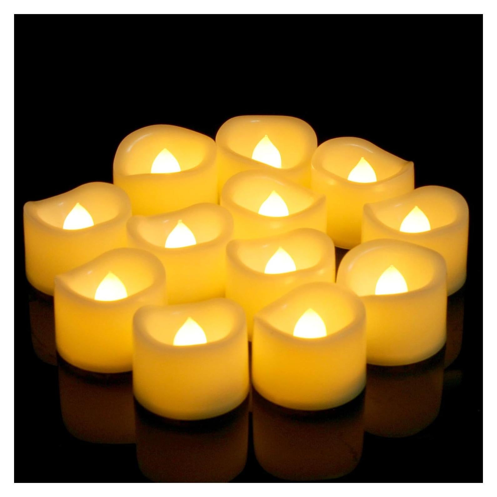 Juego de 12 Velas LED Sin Llama Jingtech 3.81 cm Ámbar