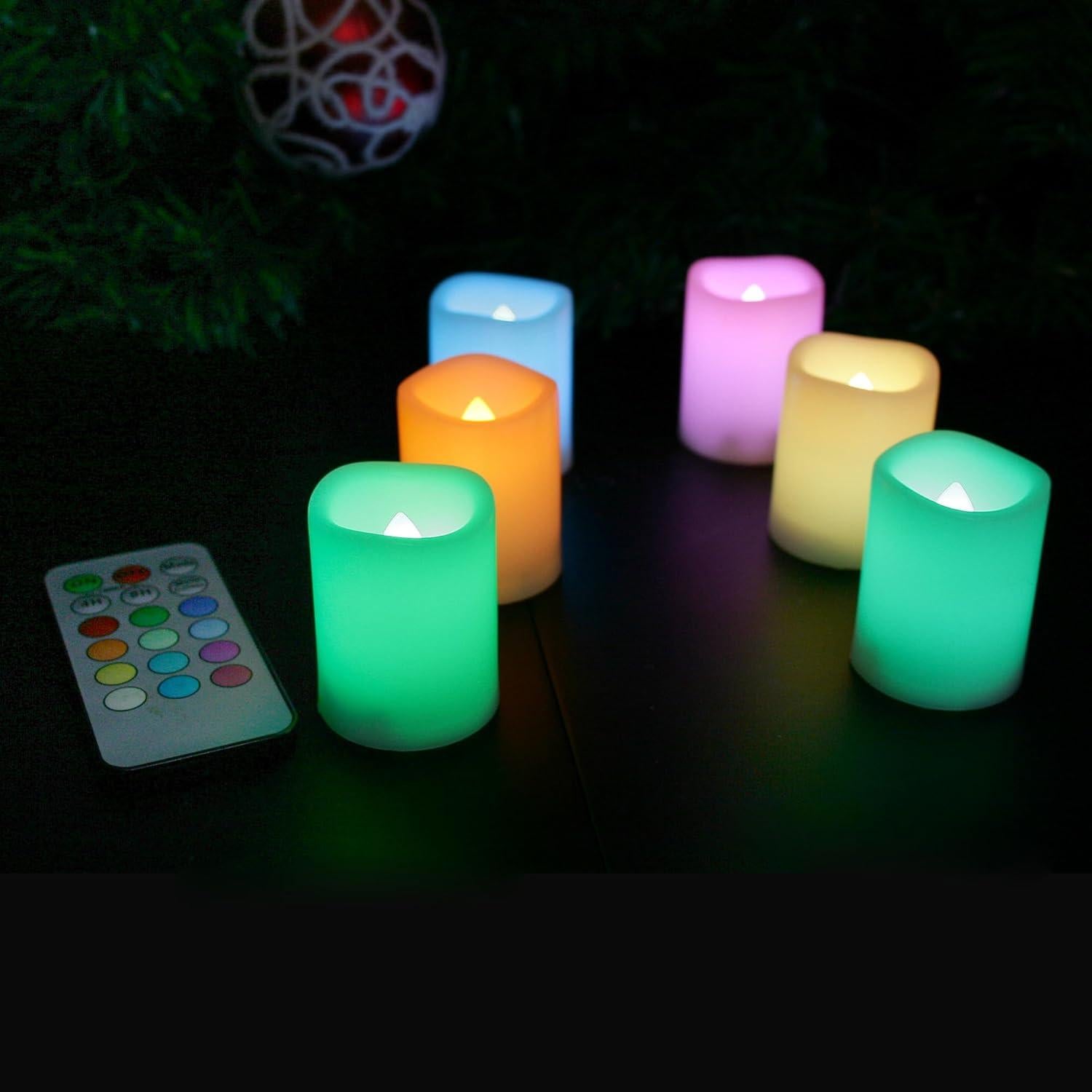 Paquete de 6 Velas LED Votivas Sin Llama Jingtech RGB