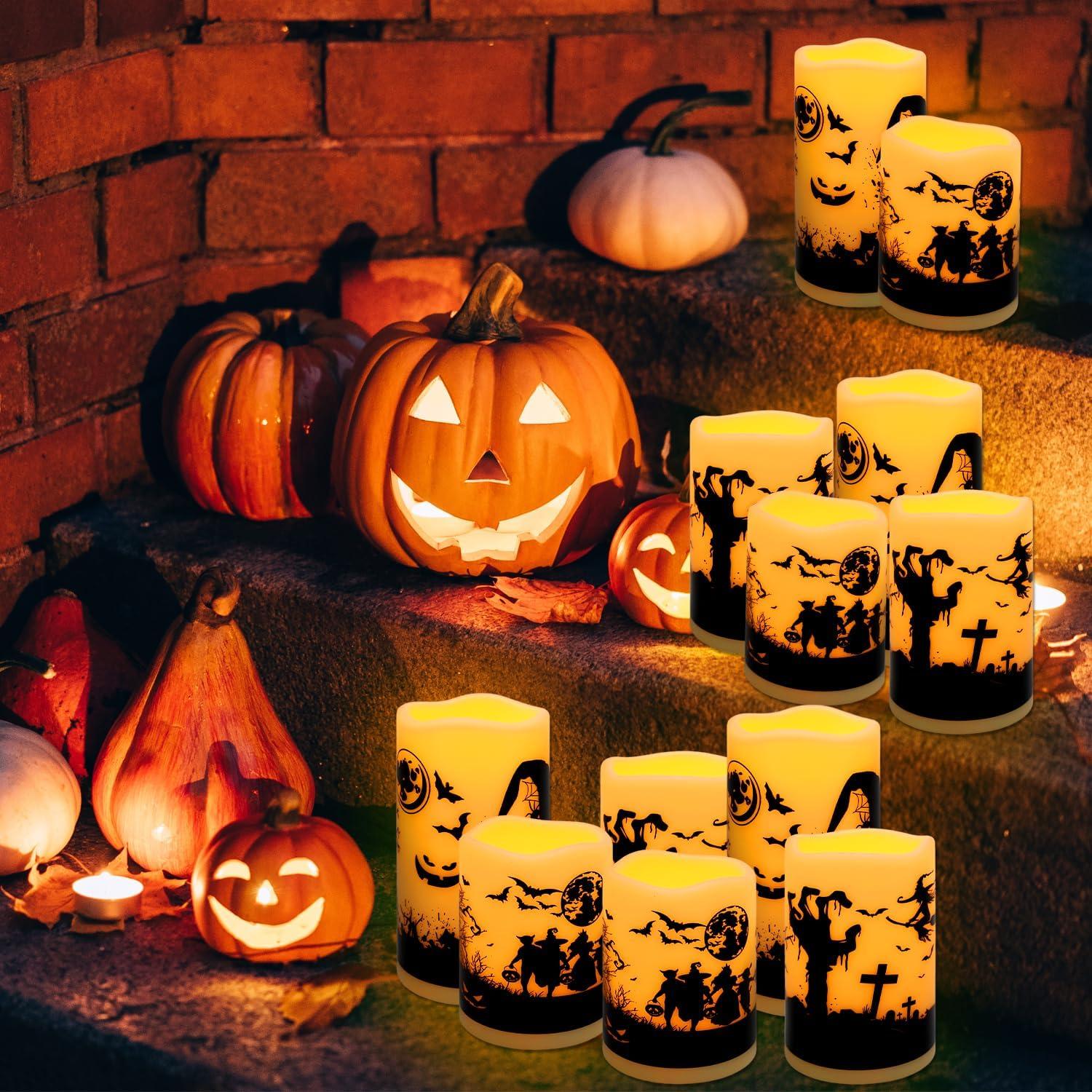 Paquete de 12 Velas Electrónicas LED Halloween CAKETYCG