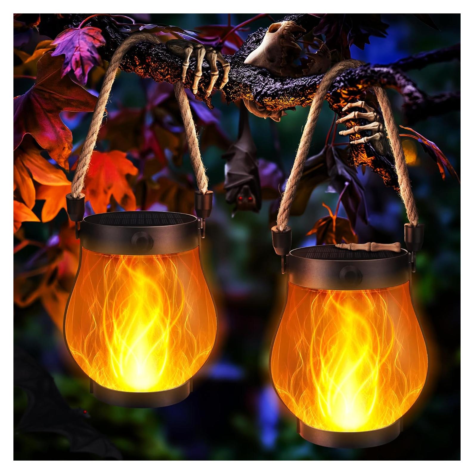 Linterna Solar de Llama Jyoiat Morado 2 Paquete Impermeable