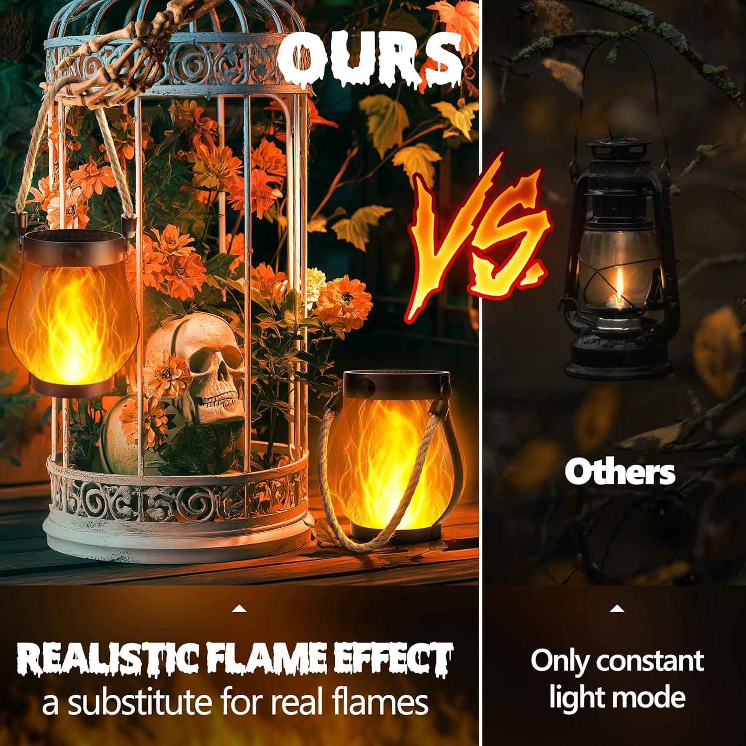 Linterna Solar de Llama Jyoiat Morado 2 Paquete Impermeable