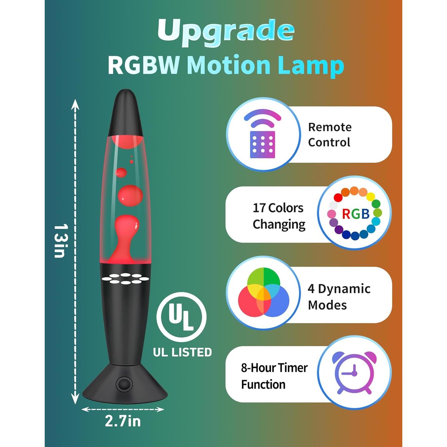 Lámpara de Movimiento Líquido Elomavapa 33 cm LED Control Remoto