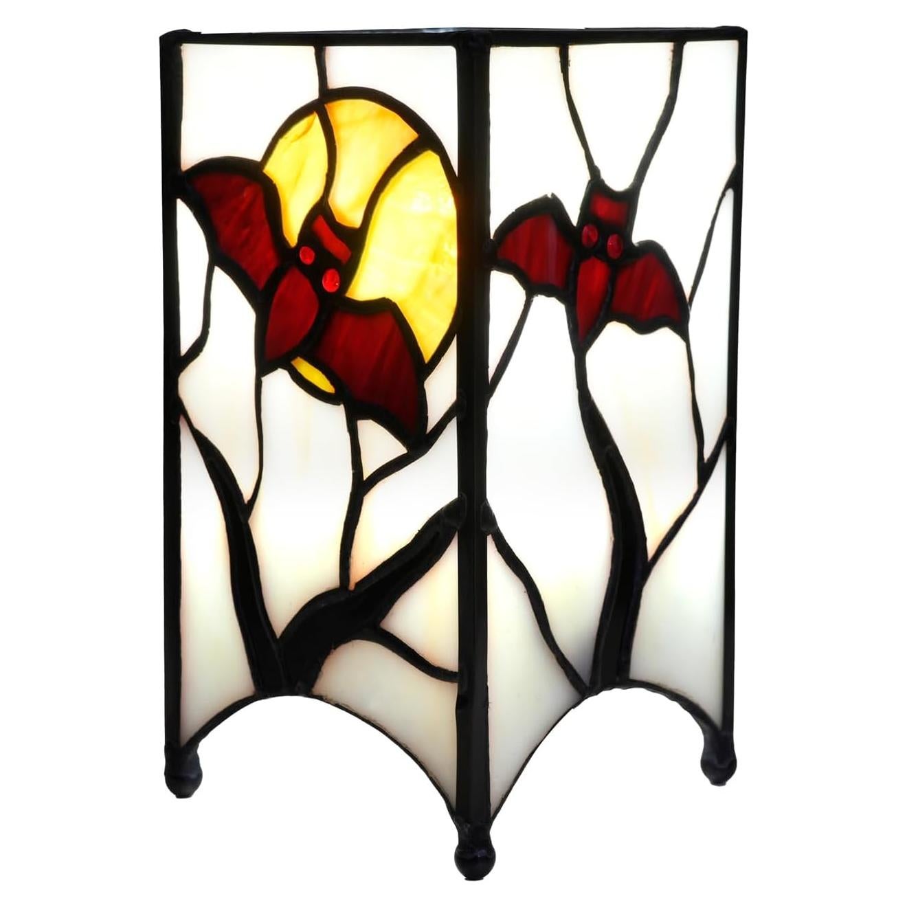 Lámpara Tiffany Pequeña Murciélago Rojo 9x9cm Vidrio Templado