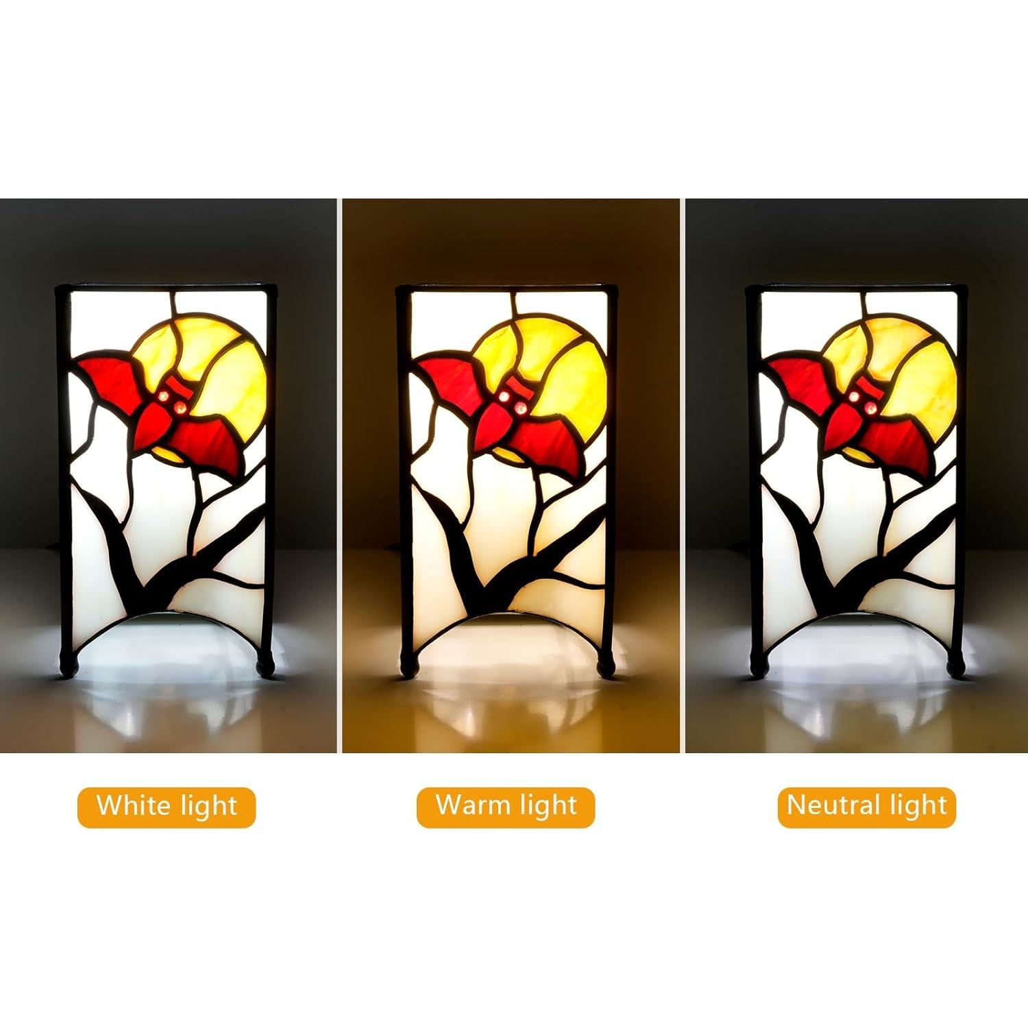 Lámpara Tiffany Pequeña Murciélago Rojo 9x9cm Vidrio Templado