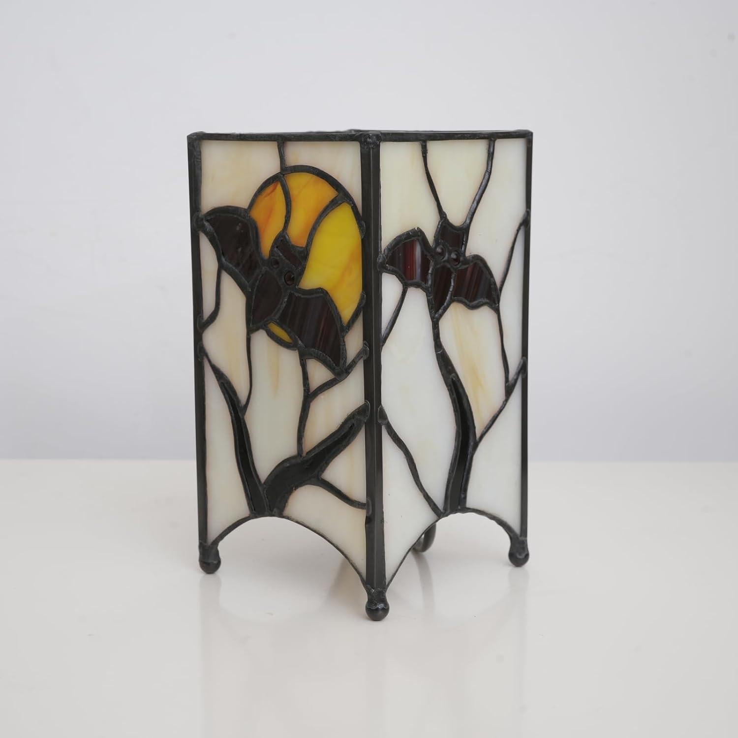 Lámpara Tiffany Pequeña Murciélago Rojo 9x9cm Vidrio Templado