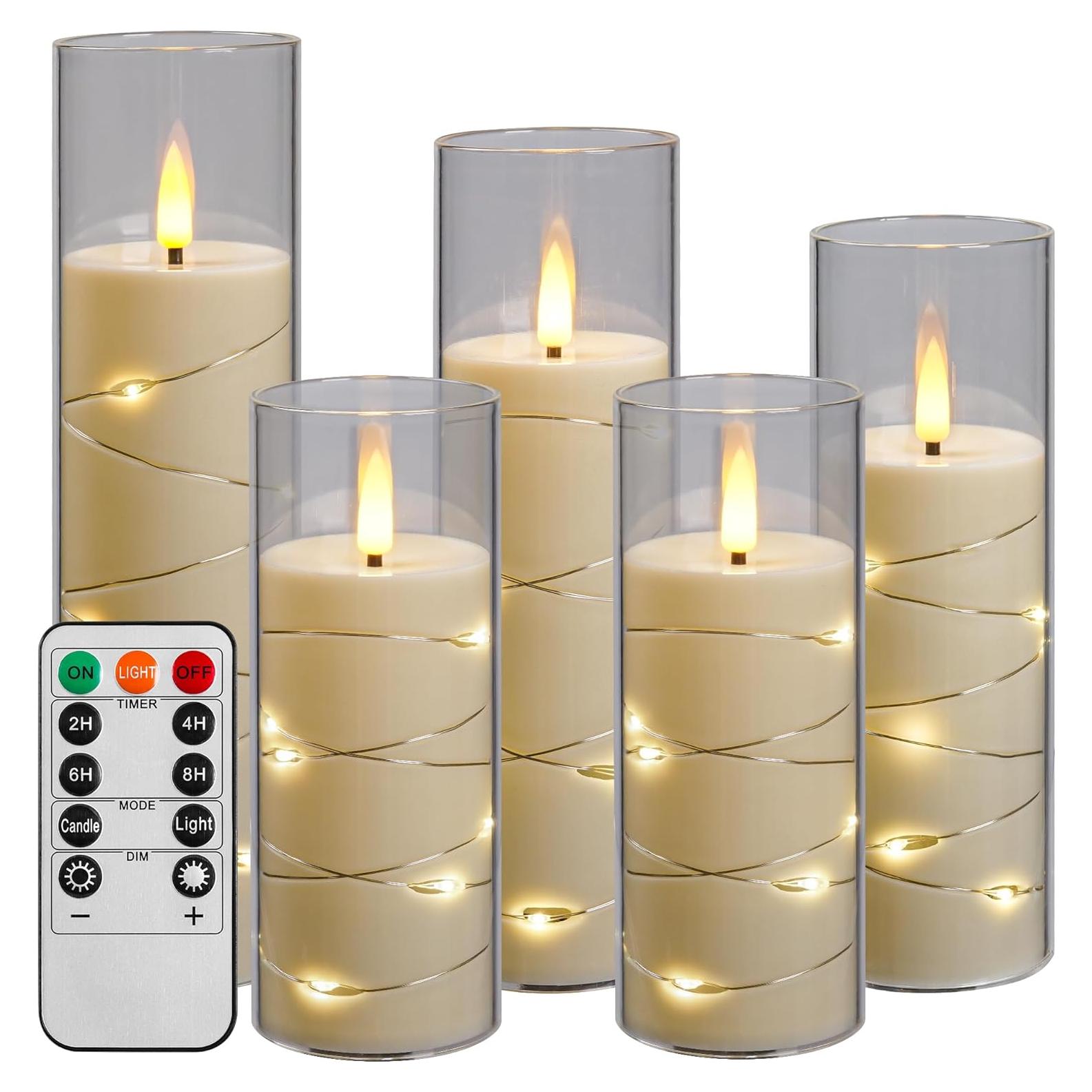 Juego de 5 Velas LED Da por con Control Remoto y Temporizador