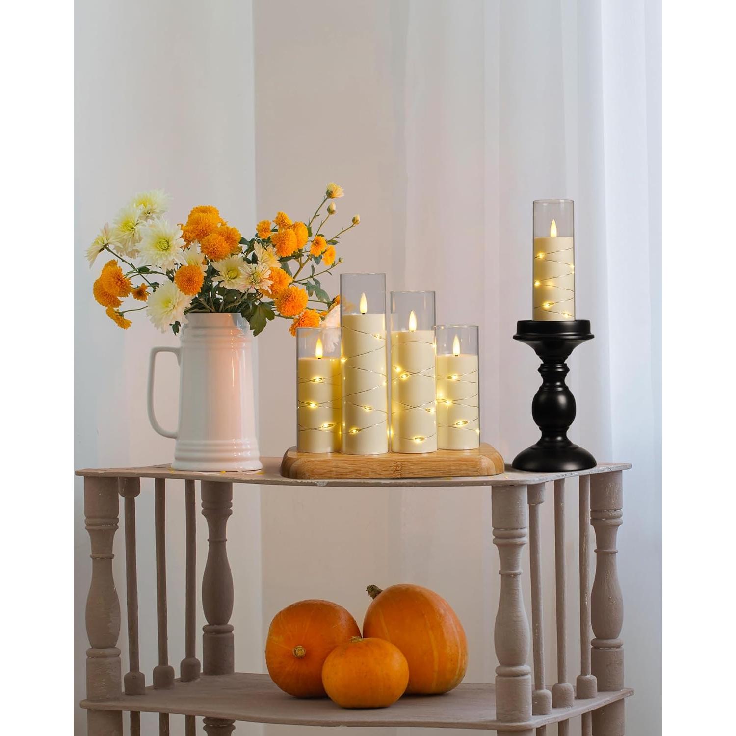 Juego de 5 Velas LED Da por con Control Remoto y Temporizador