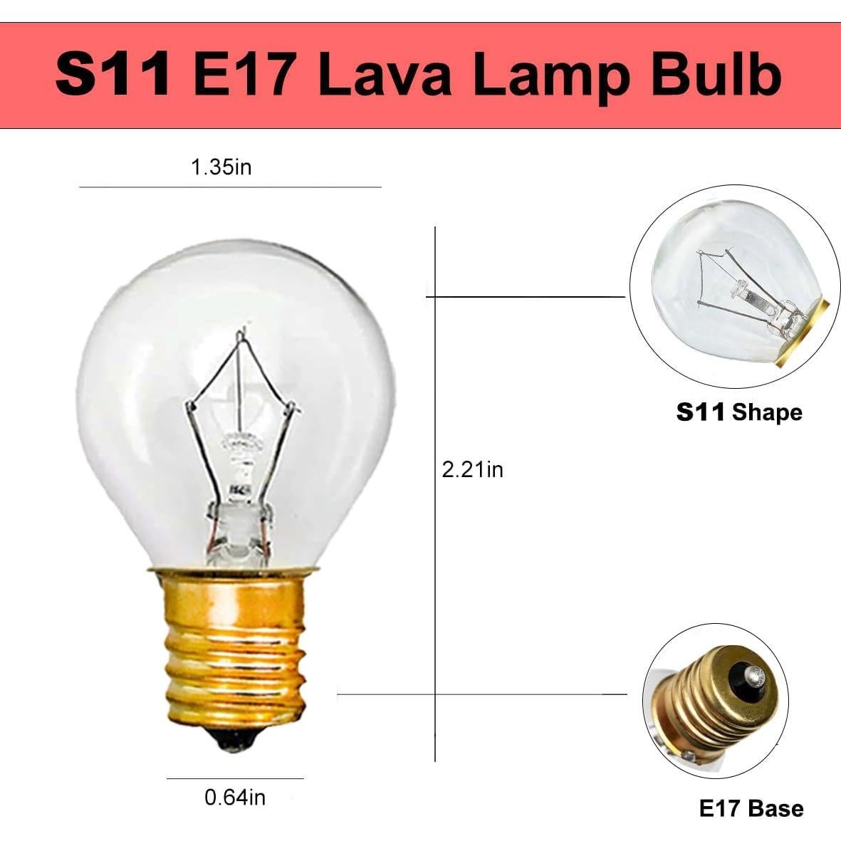 Bombilla de Lava E17 30W RKOZCSTA 6 Paquetes Brillo Cálido