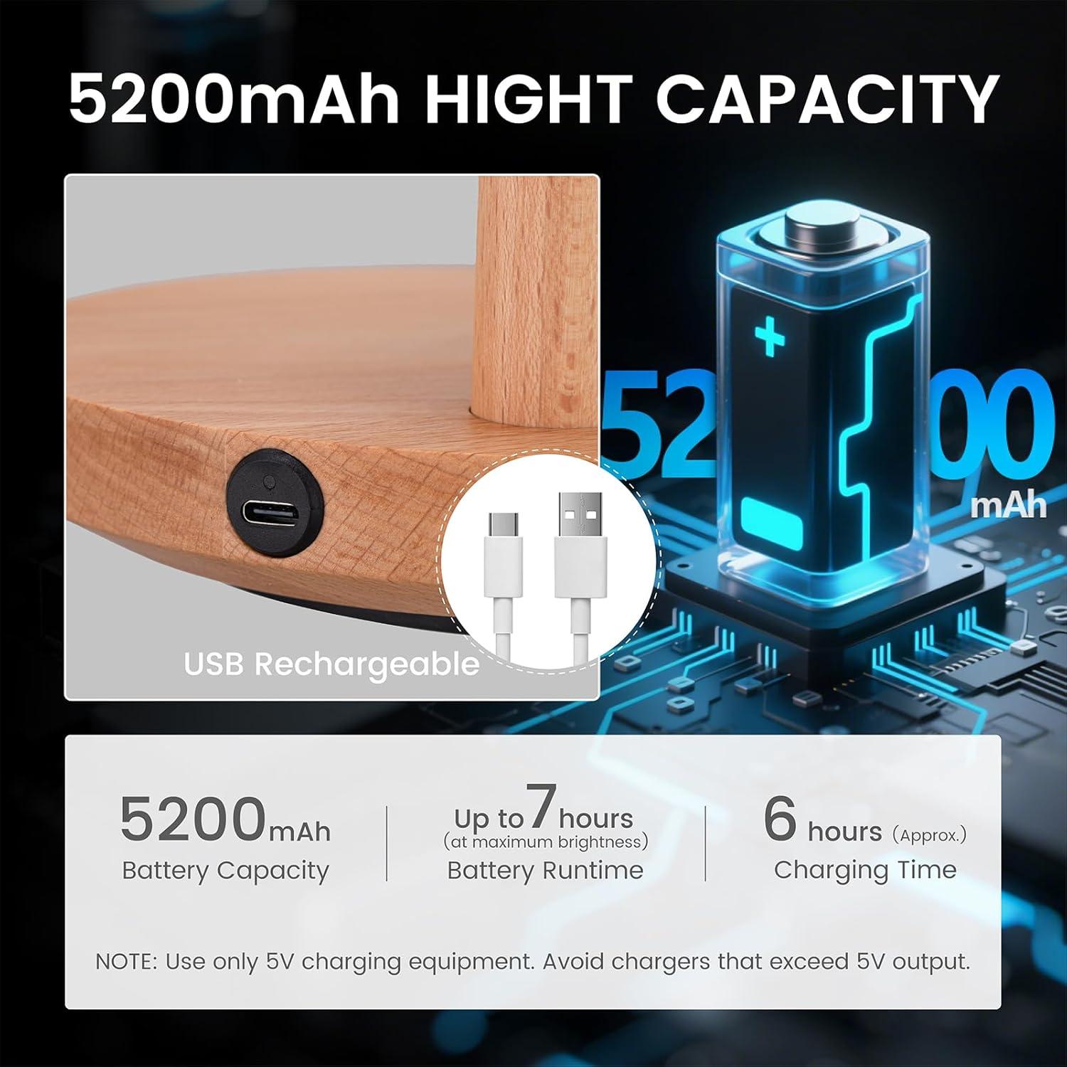 Lámpara de Luna Pause LED de Madera Recargable 30.99cm