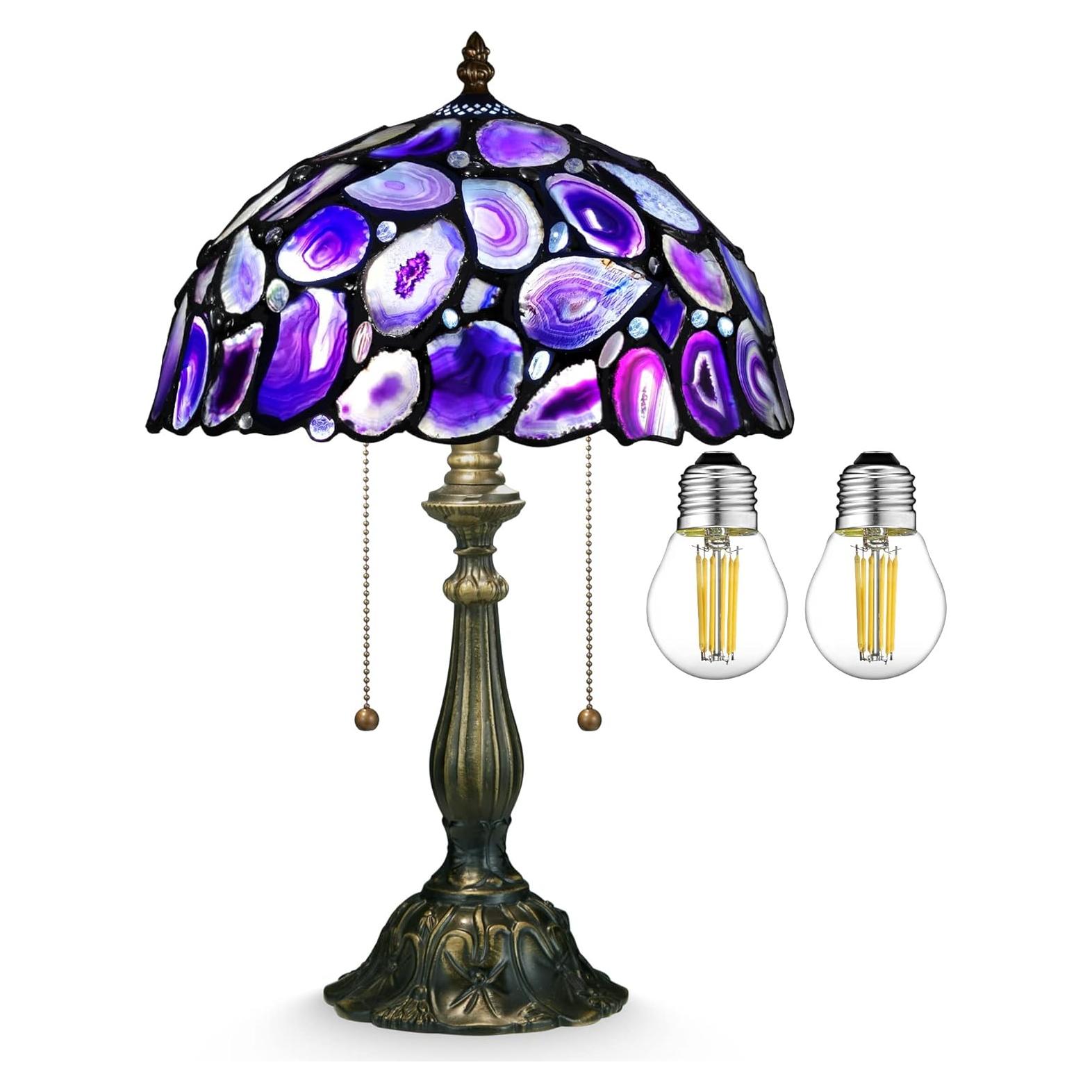 Lámpara de Mesa Tiffany Nizrsky 30x30 cm Ágata Morado