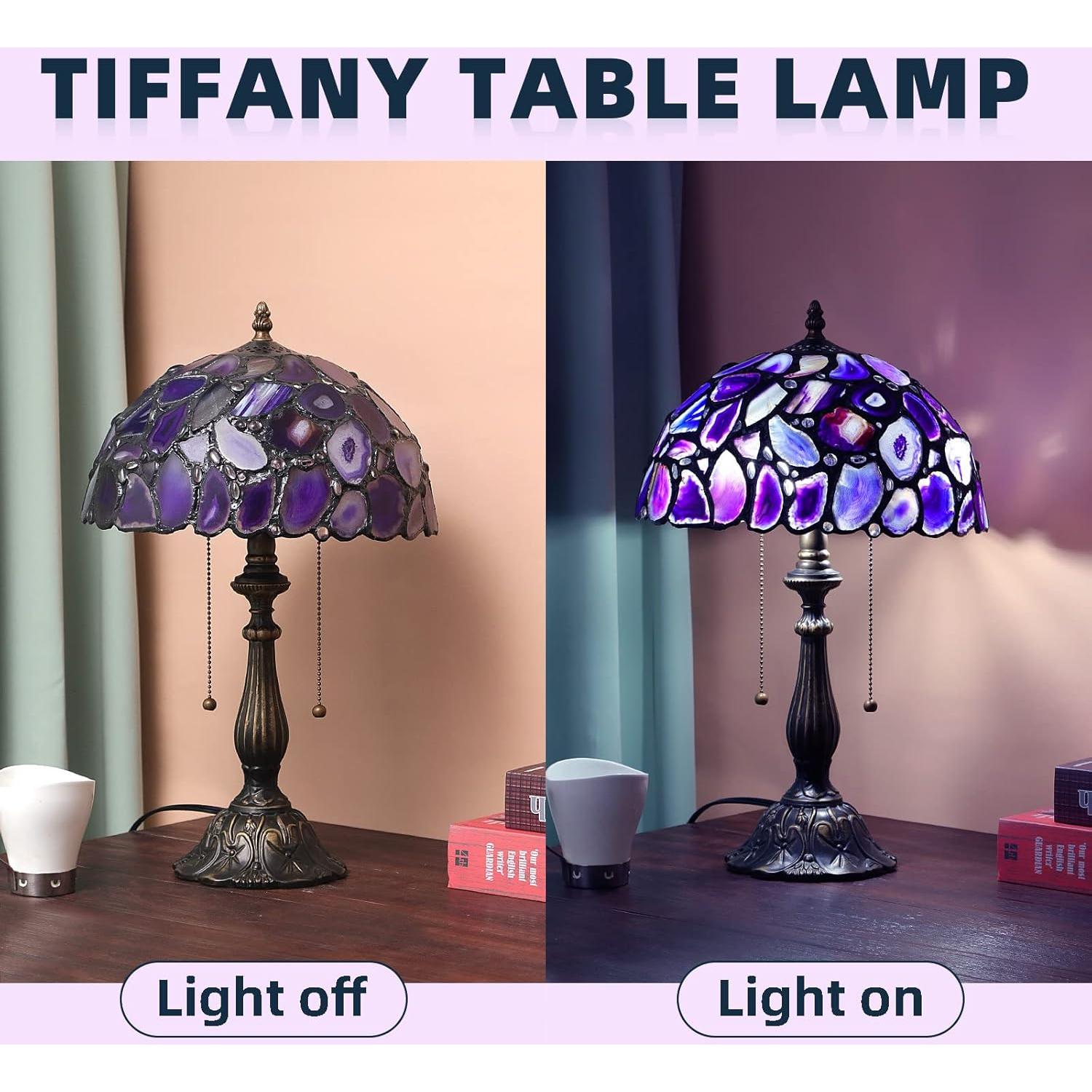 Lámpara de Mesa Tiffany Nizrsky 30x30 cm Ágata Morado