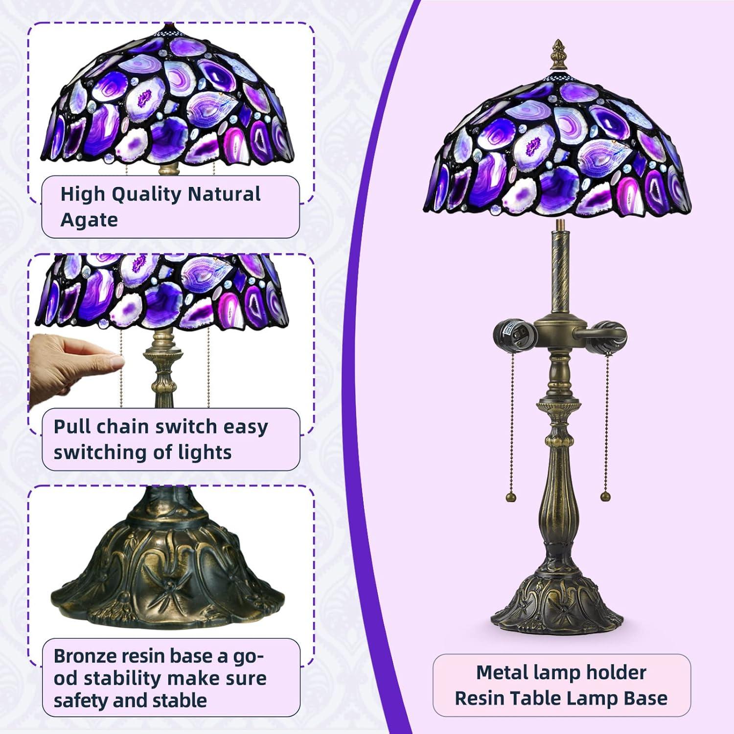 Lámpara de Mesa Tiffany Nizrsky 30x30 cm Ágata Morado