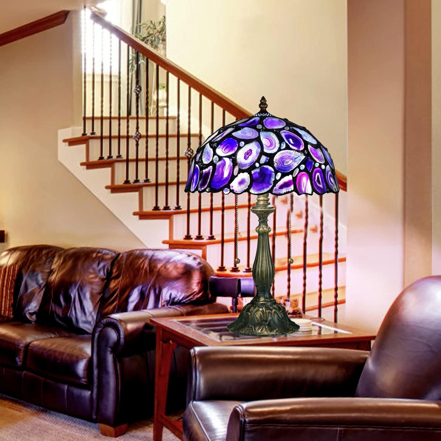 Lámpara de Mesa Tiffany Nizrsky 30x30 cm Ágata Morado