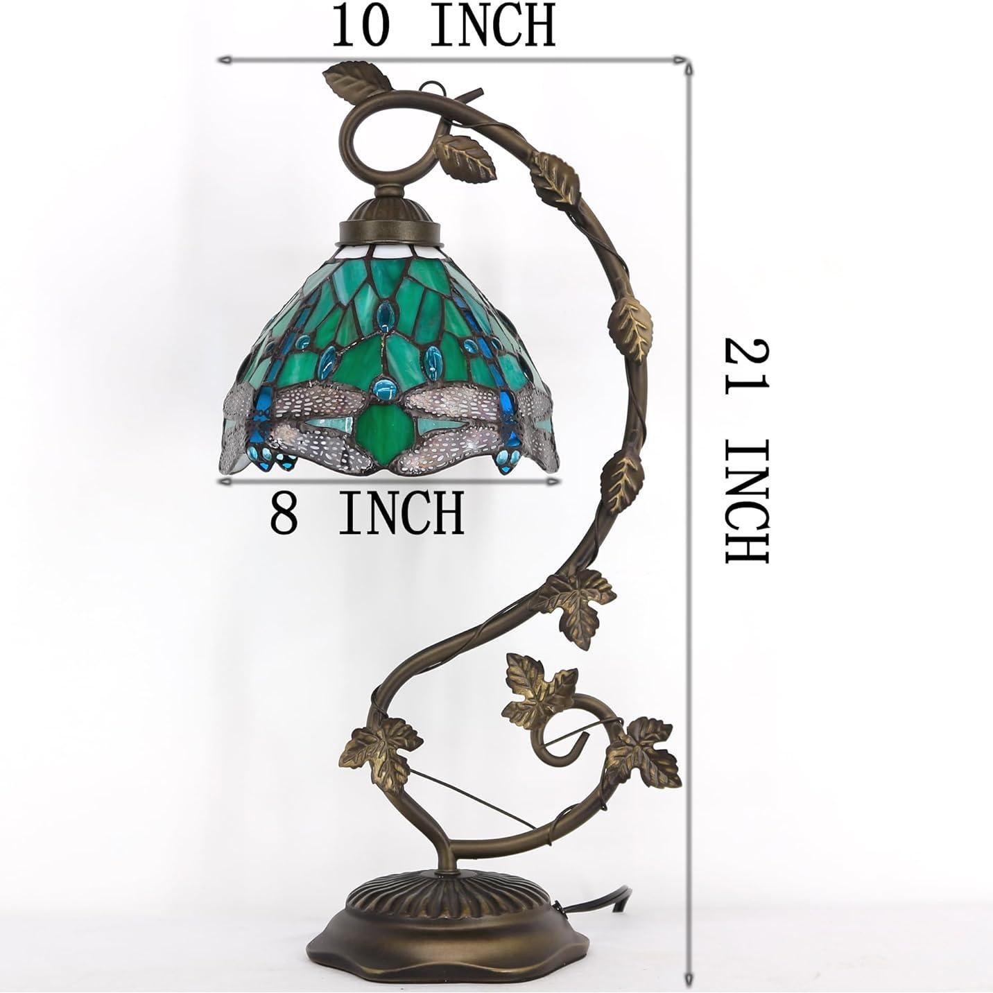 Lámpara de Mesa ZJART Tiffany Verde 20x25x53 cm Luz de Lectura