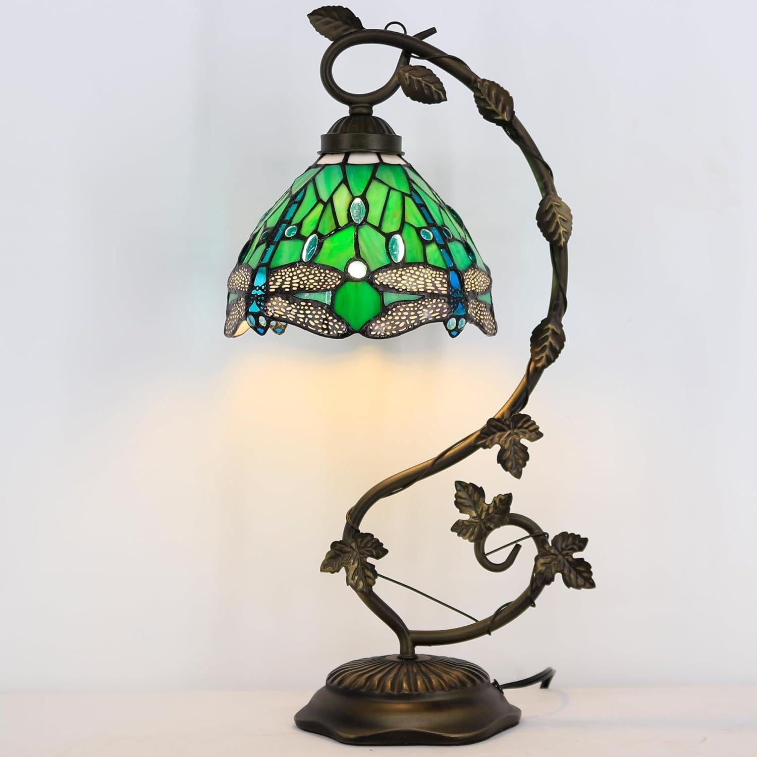 Lámpara de Mesa ZJART Tiffany Verde 20x25x53 cm Luz de Lectura