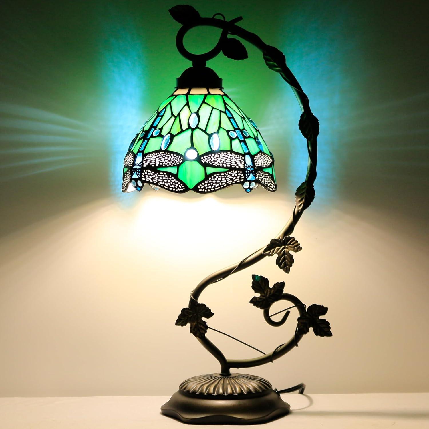 Lámpara de Mesa ZJART Tiffany Verde 20x25x53 cm Luz de Lectura