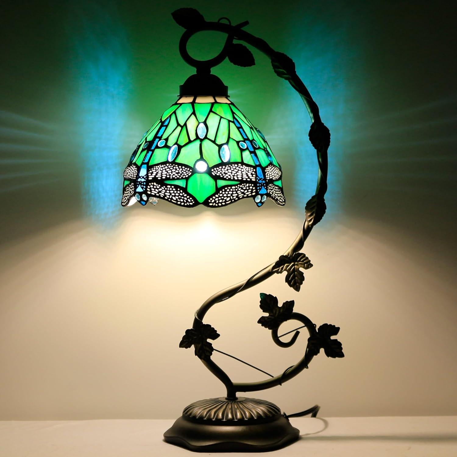 Lámpara de Mesa ZJART Tiffany Verde 20x25x53 cm Luz de Lectura