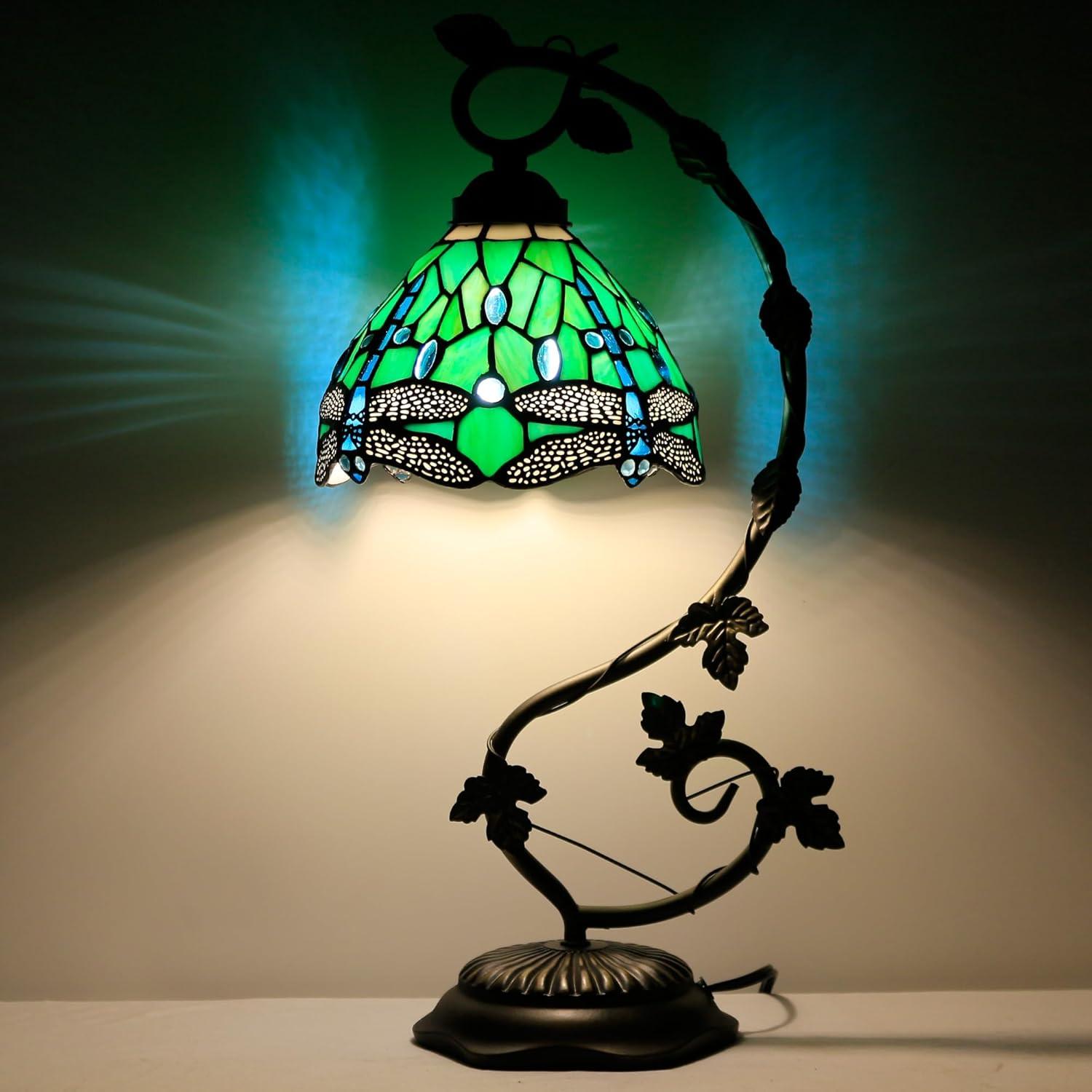 Lámpara de Mesa ZJART Tiffany Verde 20x25x53 cm Luz de Lectura