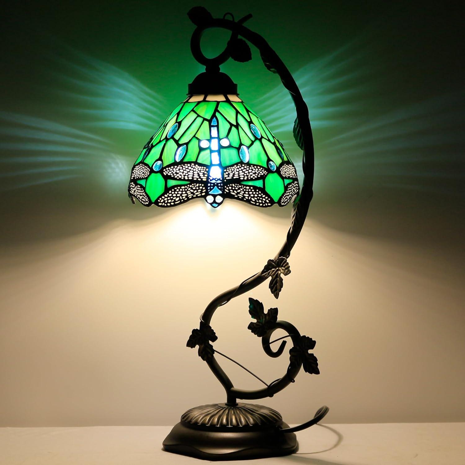 Lámpara de Mesa ZJART Tiffany Verde 20x25x53 cm Luz de Lectura