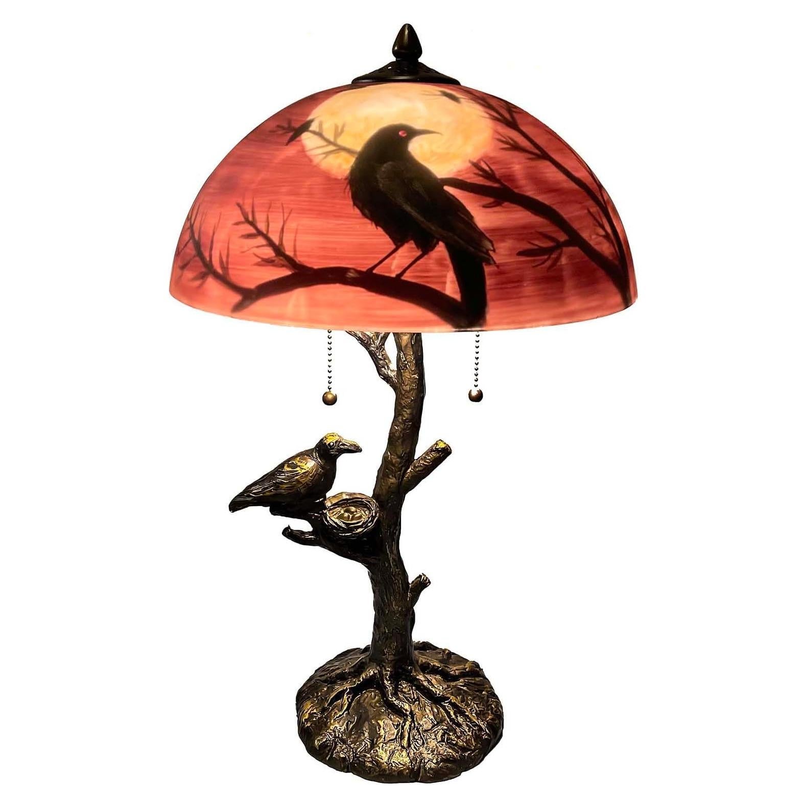 Lámpara de Mesa Bieye L10969 Cuervos y Luna Llena 35.5cm