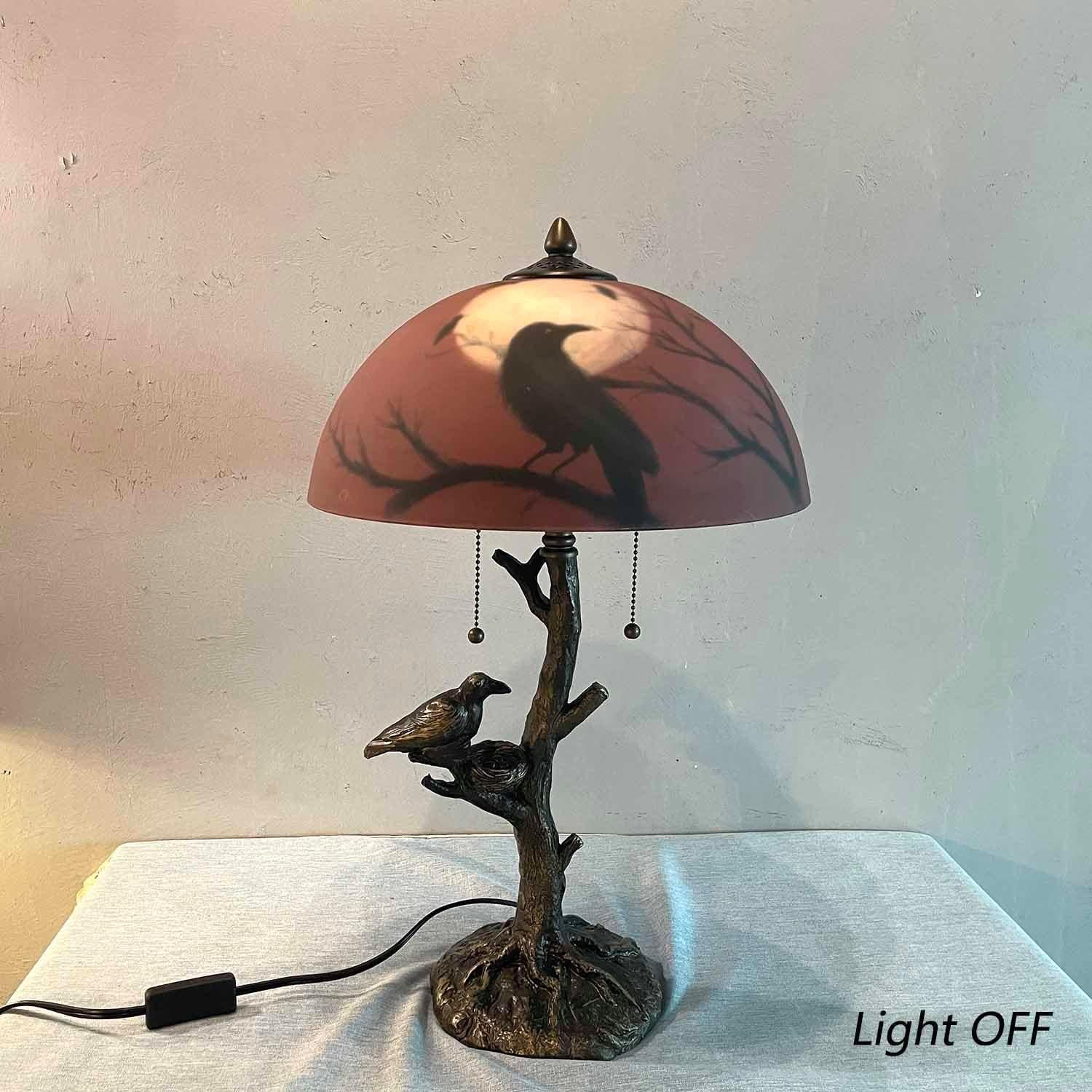 Lámpara de Mesa Bieye L10969 Cuervos y Luna Llena 35.5cm