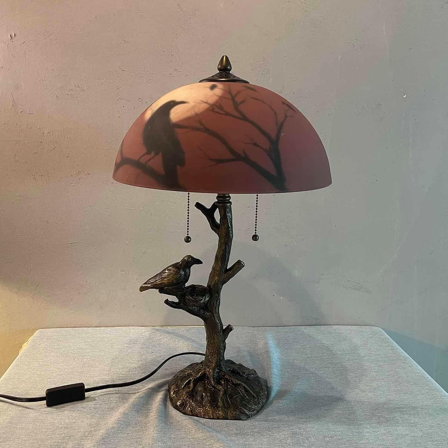 Lámpara de Mesa Bieye L10969 Cuervos y Luna Llena 35.5cm