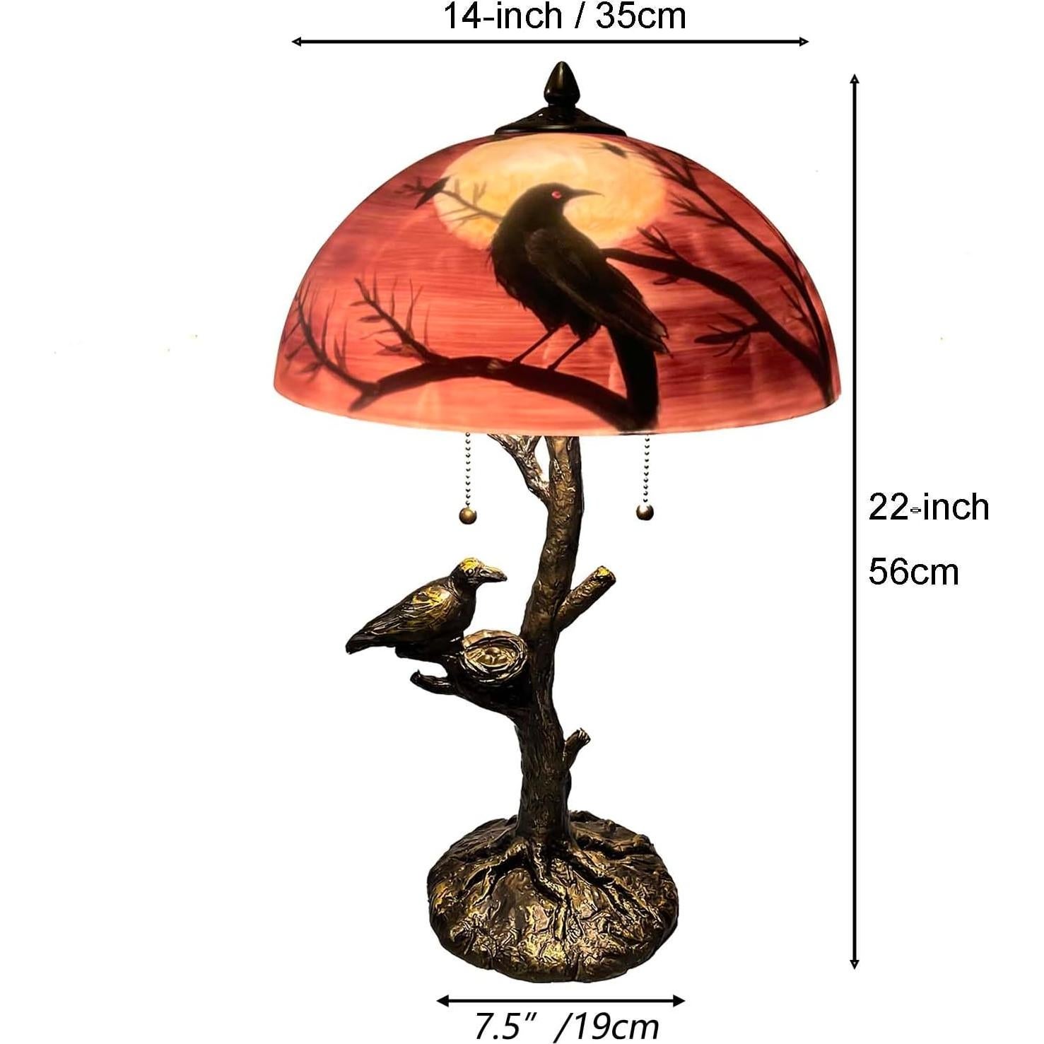 Lámpara de Mesa Bieye L10969 Cuervos y Luna Llena 35.5cm