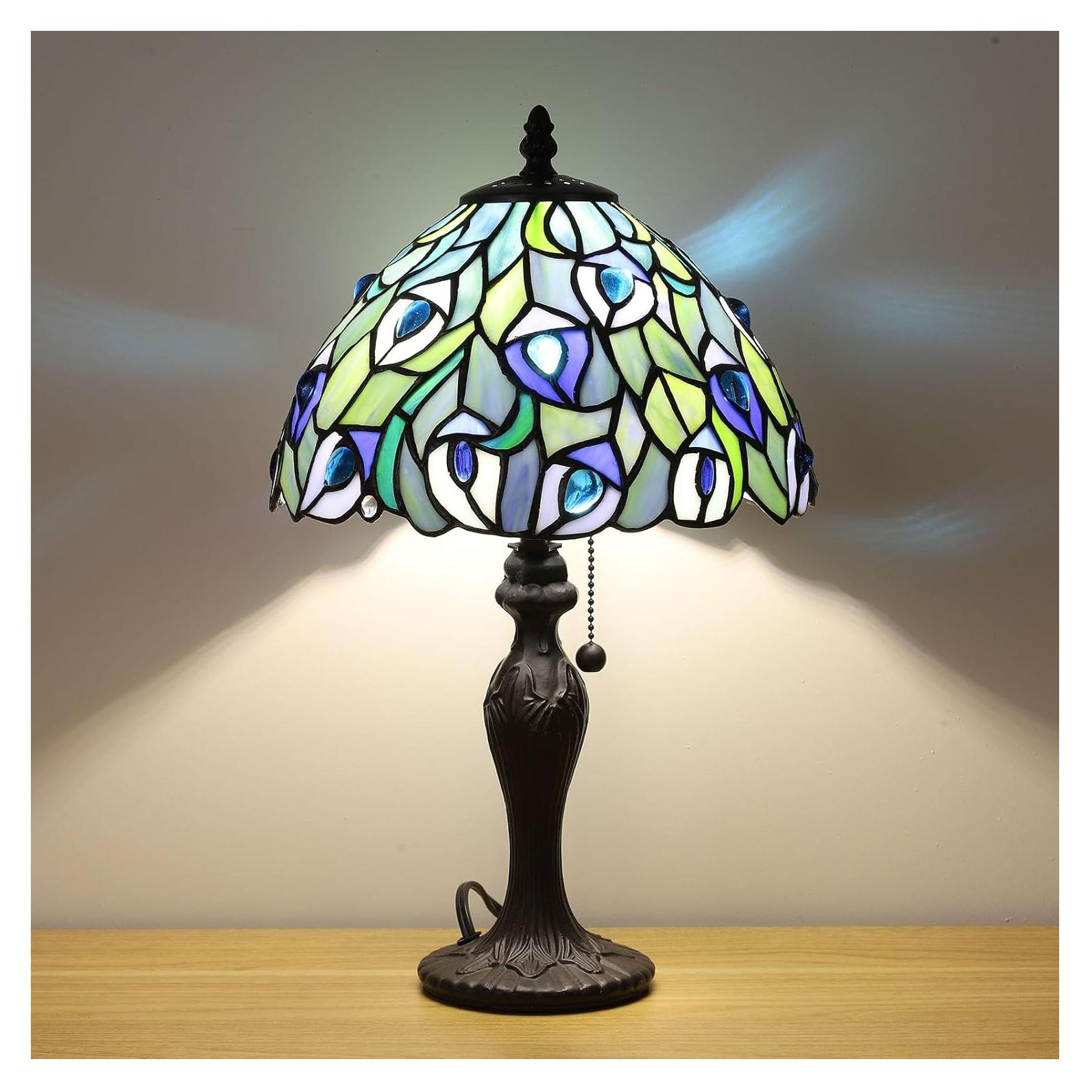 Lámpara de Mesa Tiffany FUMAT Azul Vidrio Templado 43.2cm