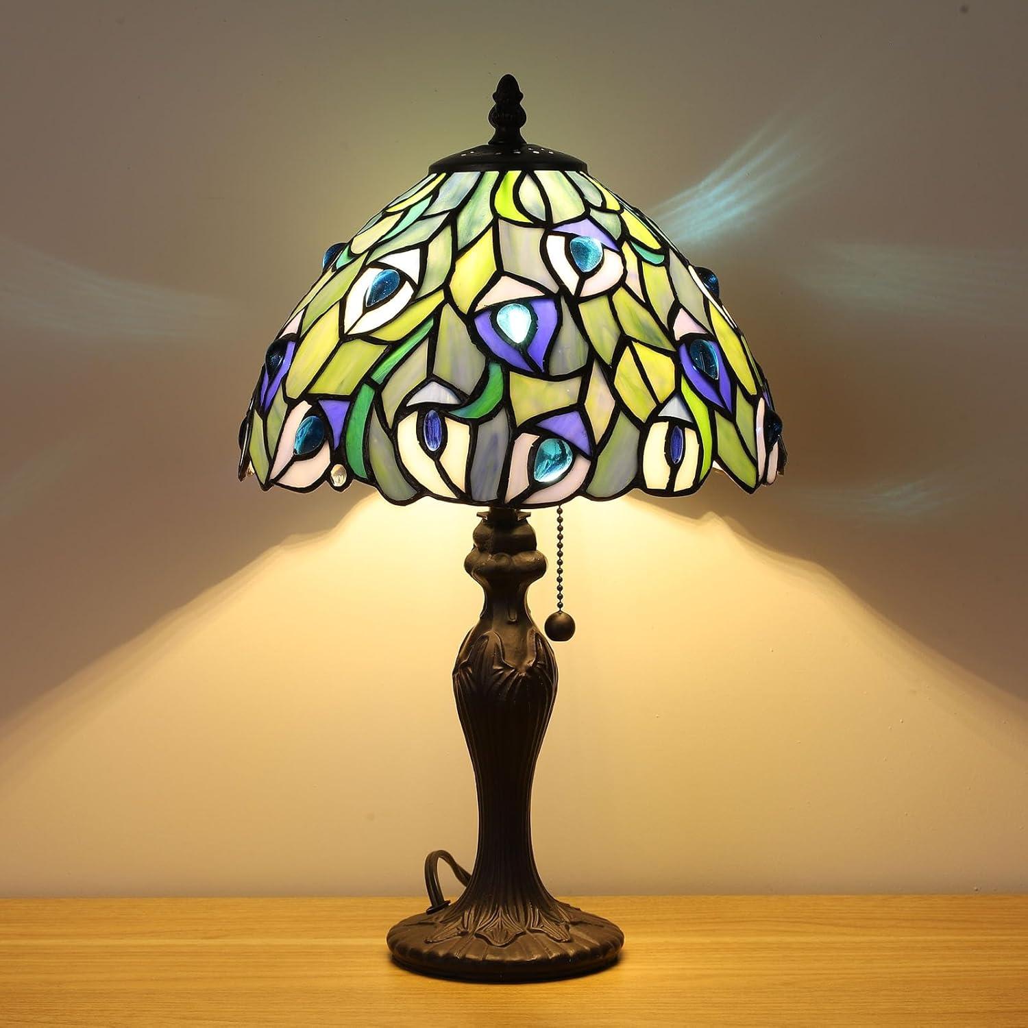 Lámpara de Mesa Tiffany FUMAT Azul Vidrio Templado 43.2cm