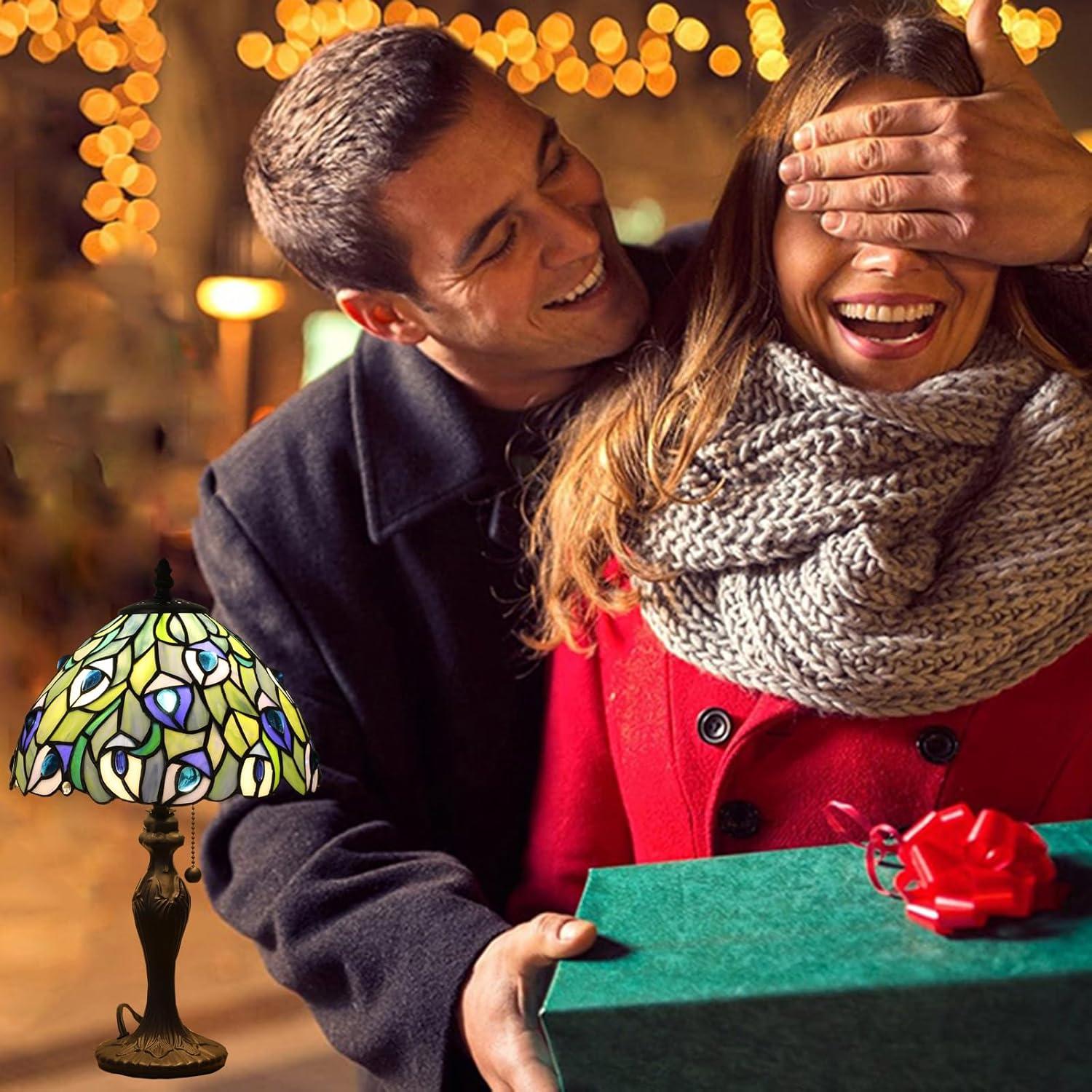 Lámpara de Mesa Tiffany FUMAT Azul Vidrio Templado 43.2cm