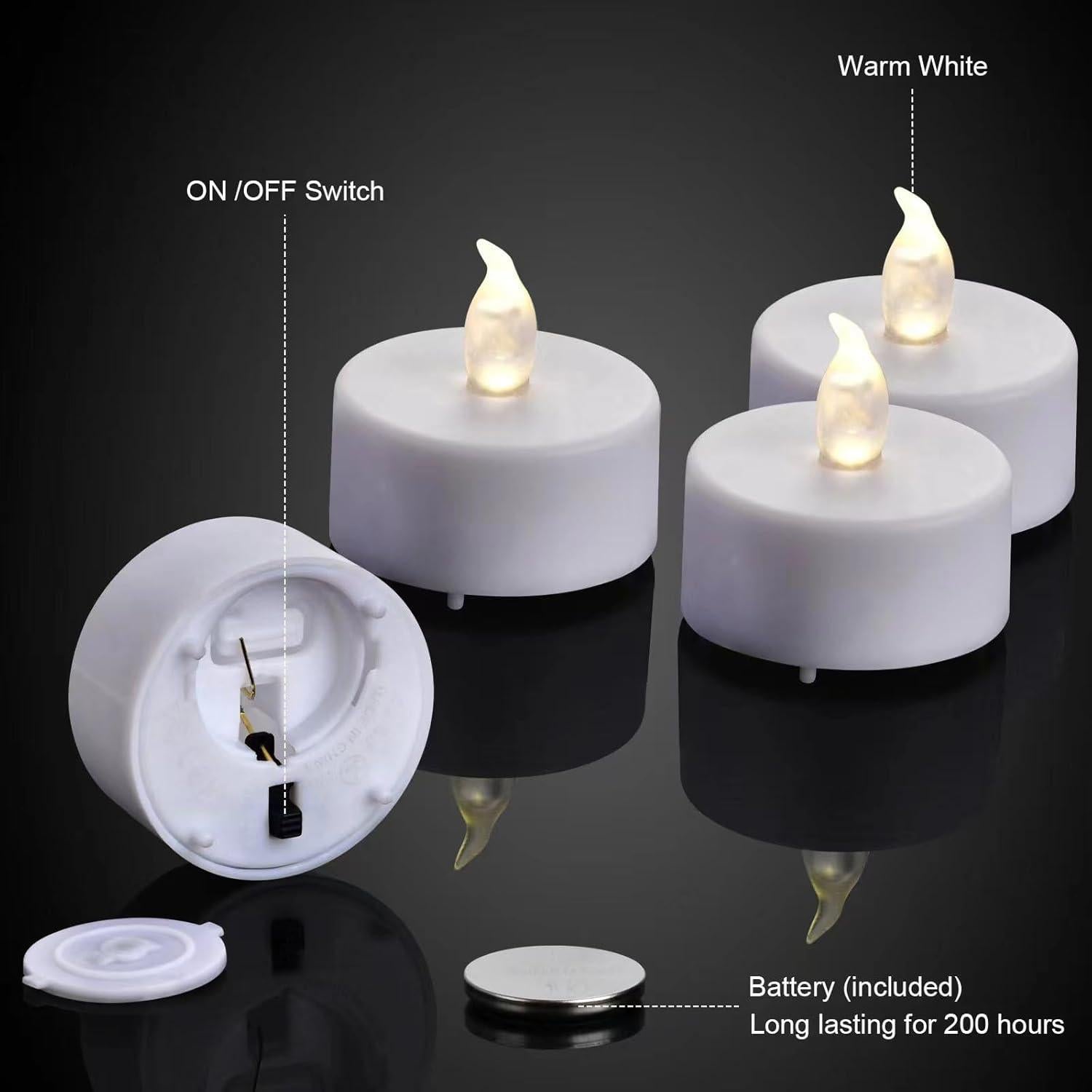 Velas LED Sin Llama PILLOBOX 24 Pack Blanco Cálido Decorativas