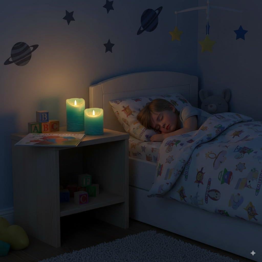 Juego de 3 Velas LED Sin Llama VENTA Turquesa con Control Remoto