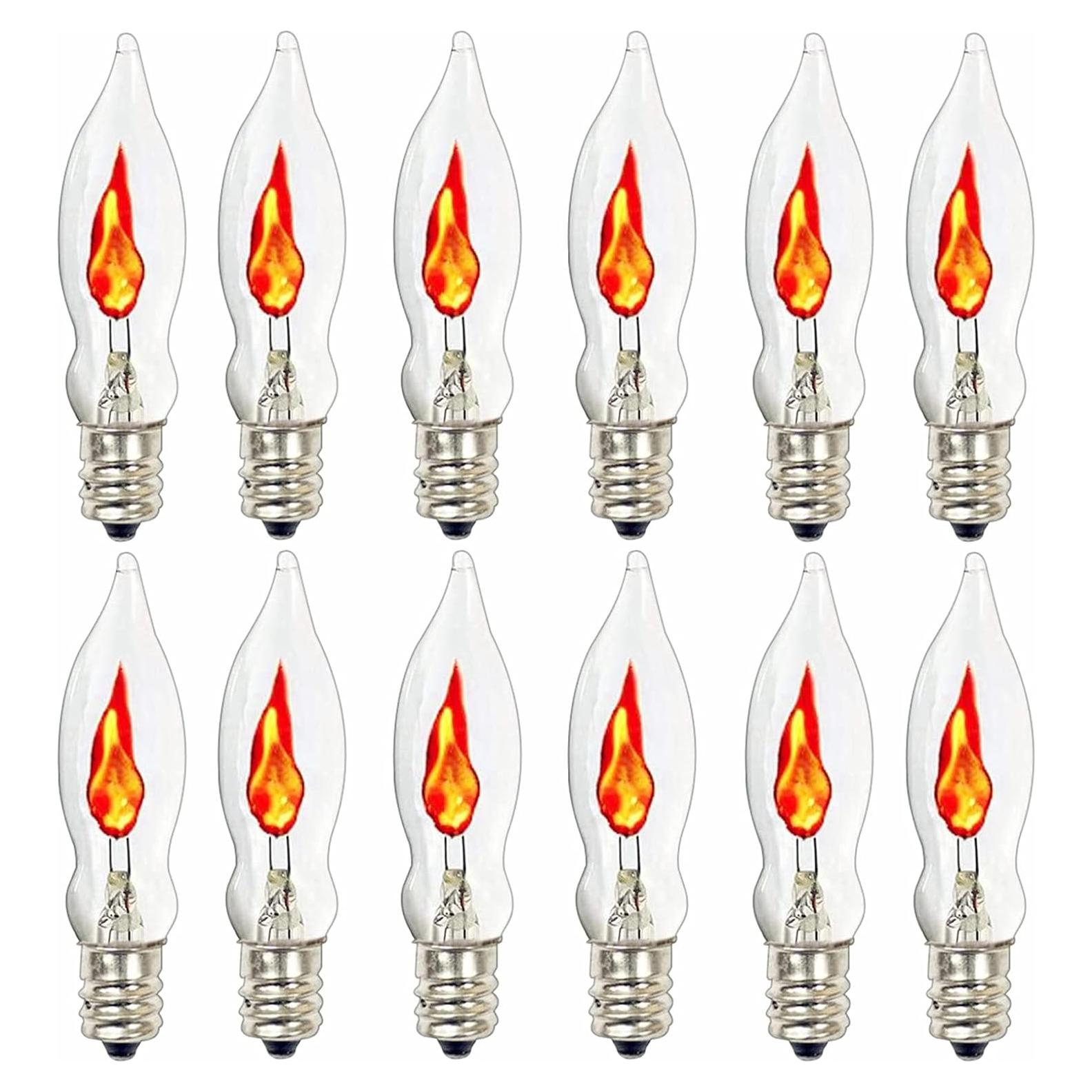 Bombillas de Llama Parpadeante Sunsgne E12, 12 Unidades, 1W