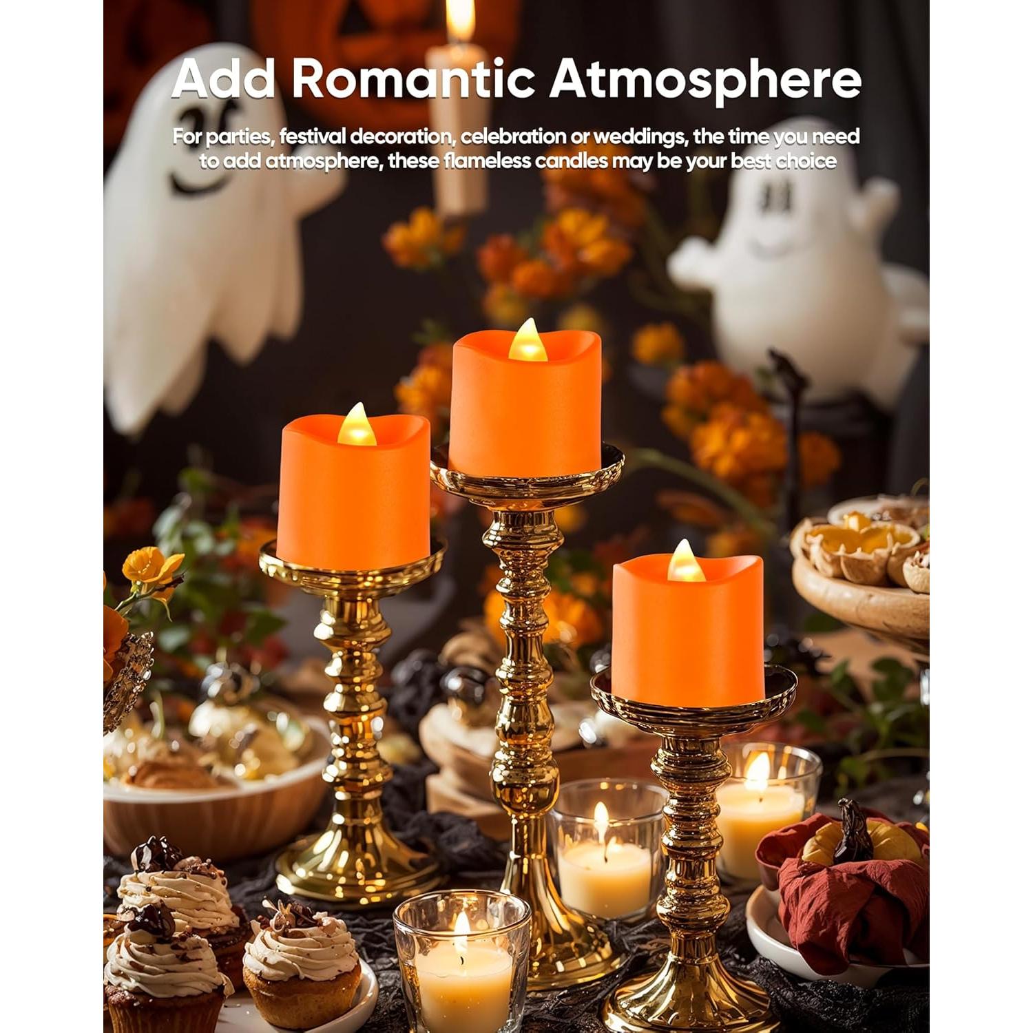 Homemory 12 Velas LED Sin Llama Naranja con Control Remoto