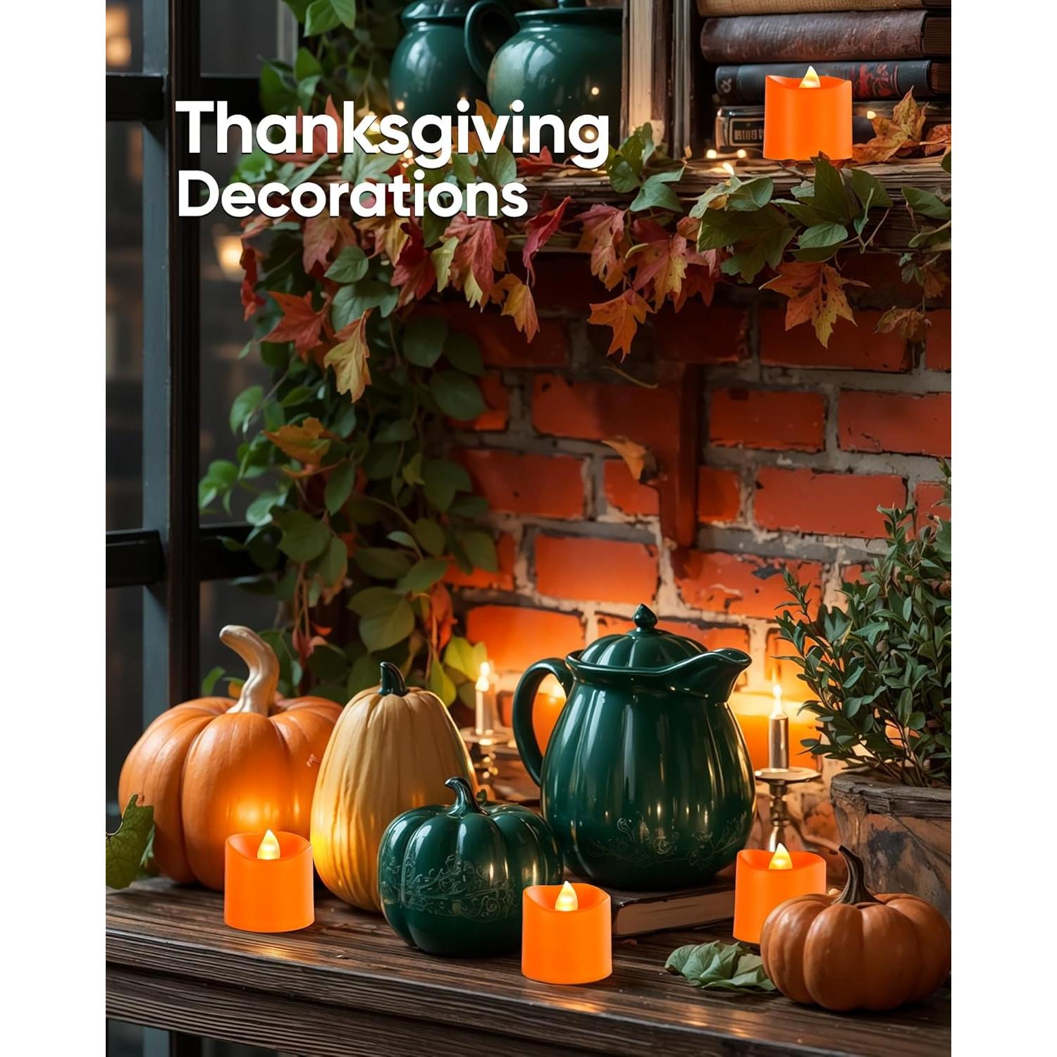 Homemory 12 Velas LED Sin Llama Naranja con Control Remoto