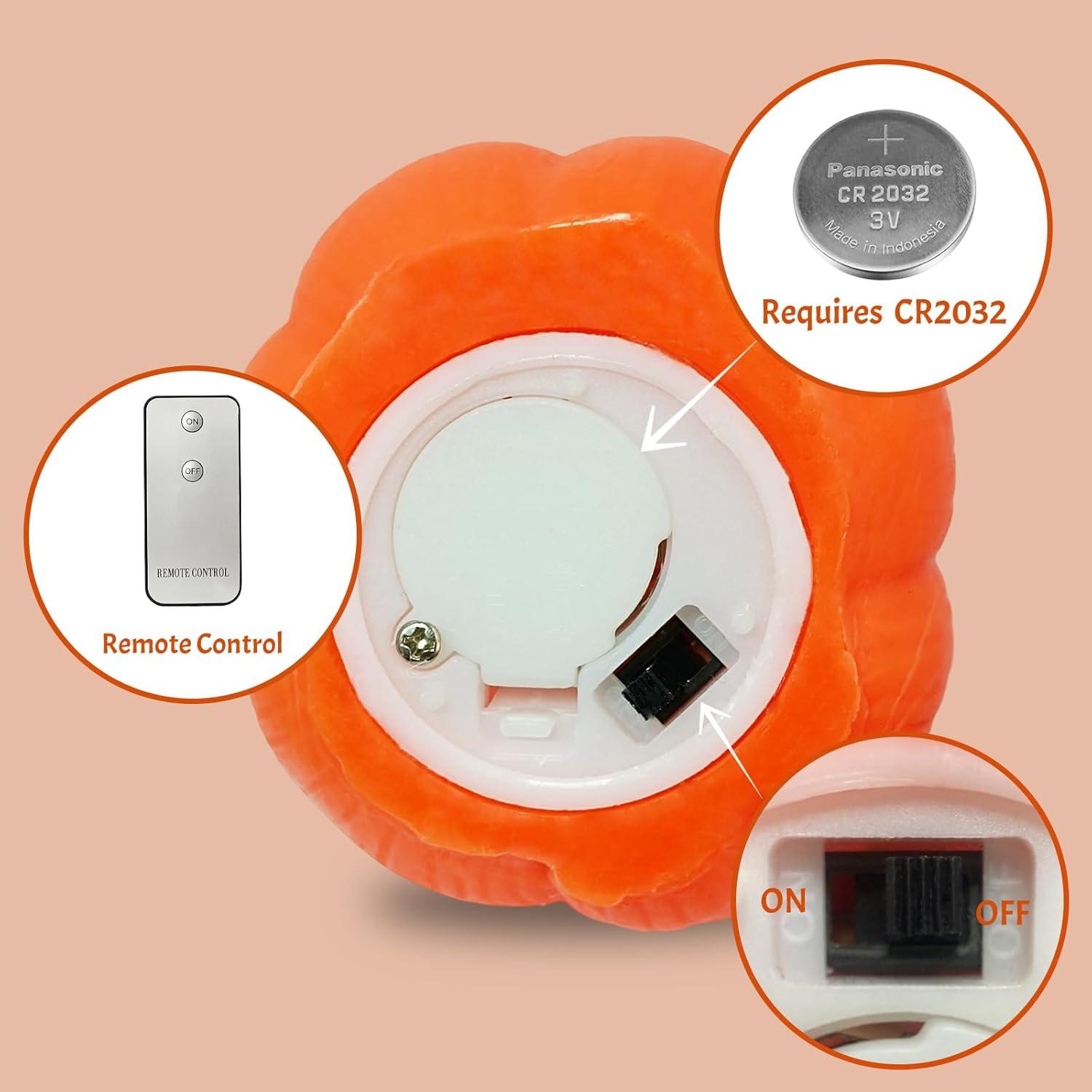 2 Velas LED Sin Llama Calabaza con Control Remoto - Decoración Halloween