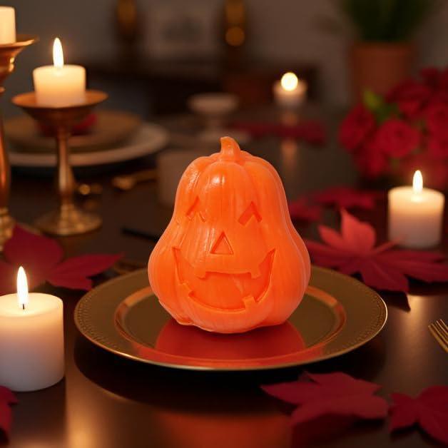 2 Velas LED Sin Llama Calabaza con Control Remoto - Decoración Halloween