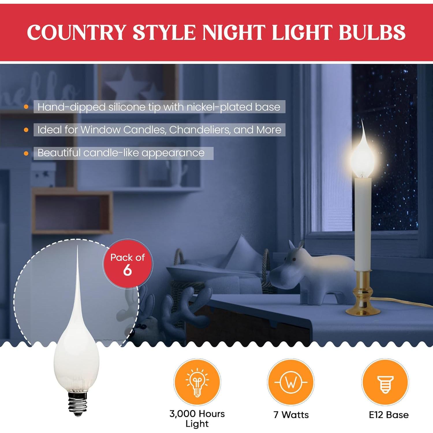 Paquete de 6 Bombillas de Luz de Vela Silicona 7W Creative Hobbies