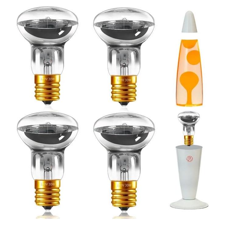 Bombillas de Lava 30W E17 Blakapoo Regulables 2700K Paquete de 4