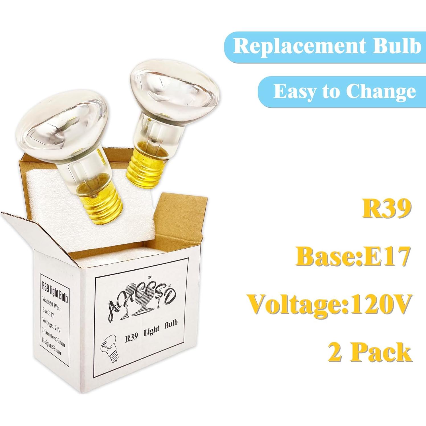 Bombillas de Reemplazo E17 R39 30W AHCCSD - Paquete de 2