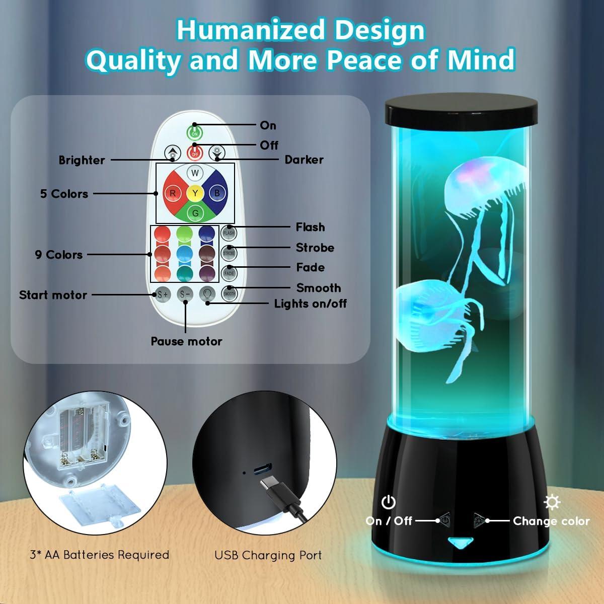 Lámpara de Medusas LED RGB LEDHOLYT 10.5x26.5cm Control Remoto