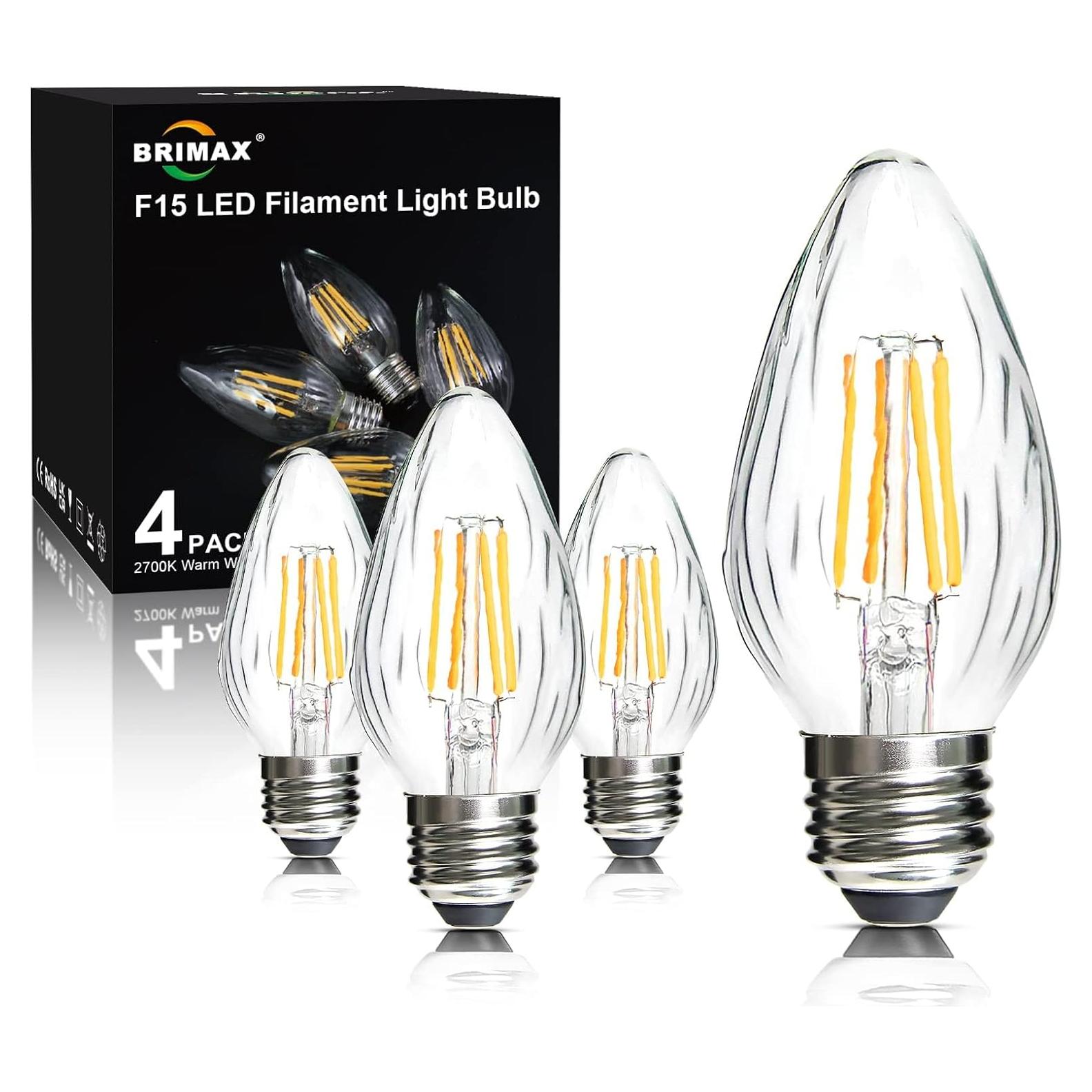Bombillas LED F15 BRIMAX 4W E26 2700K Blanco Cálido - Paquete de 4