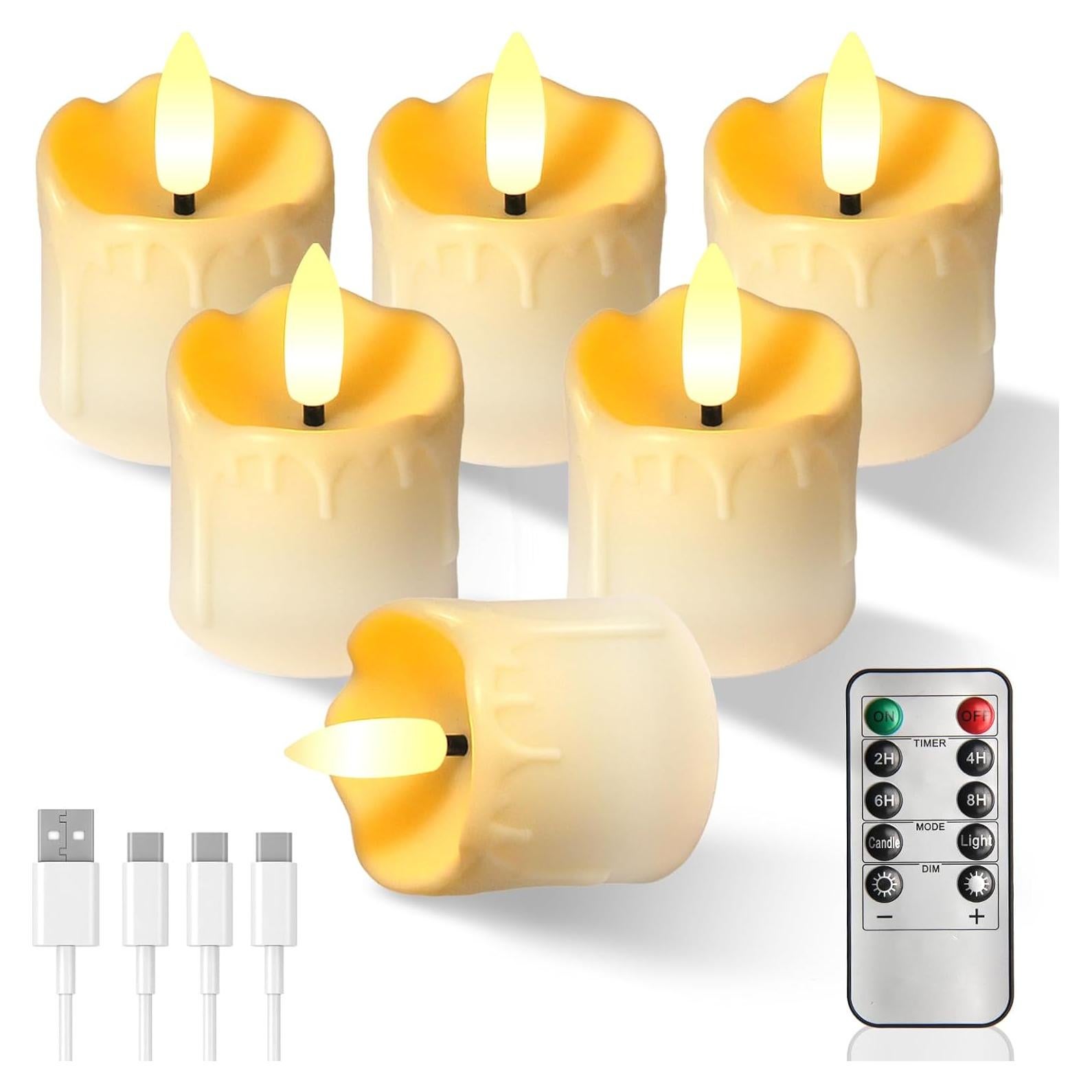 Velas de té recargables PIDZPOW con control remoto - 6 unidades