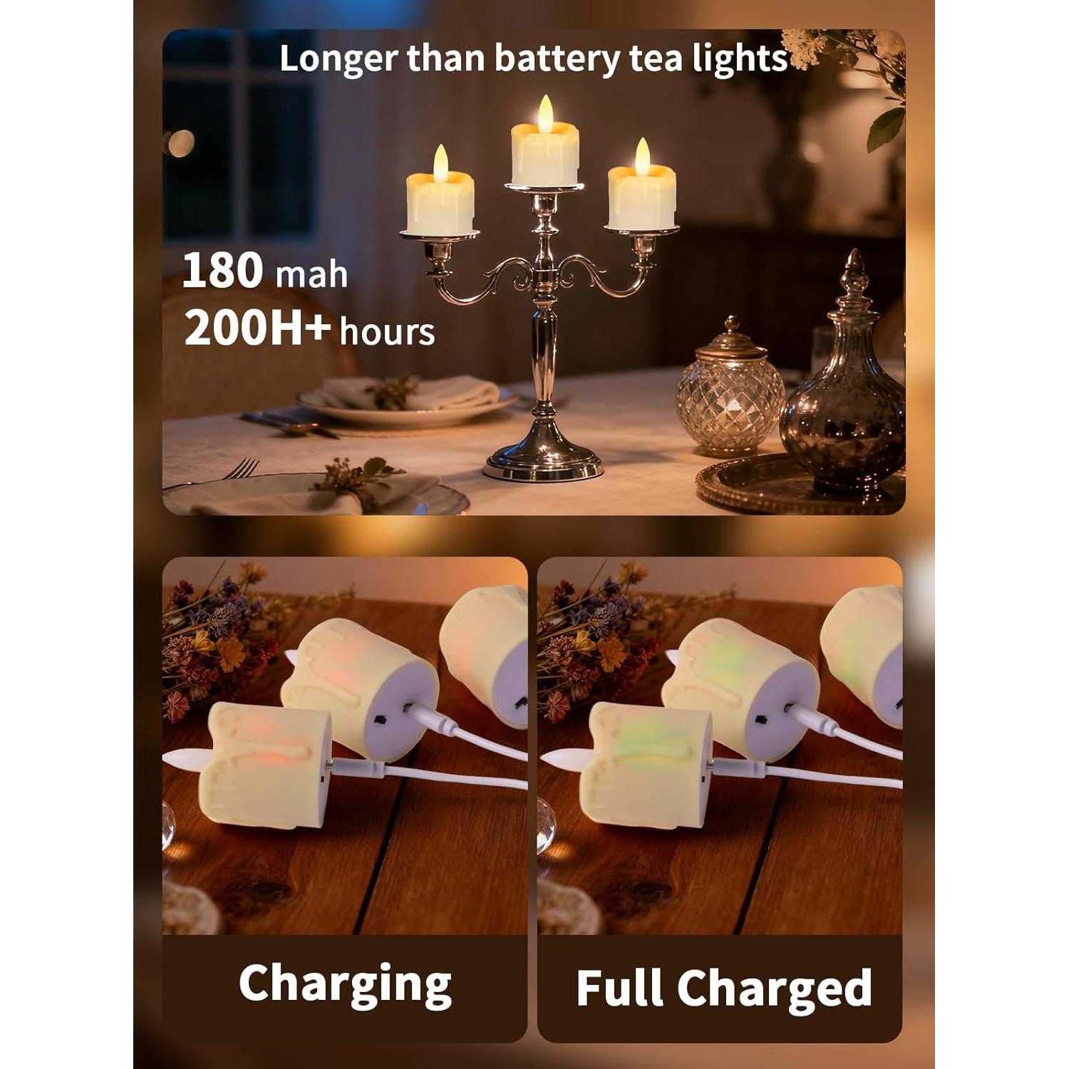 Velas de té recargables PIDZPOW con control remoto - 6 unidades