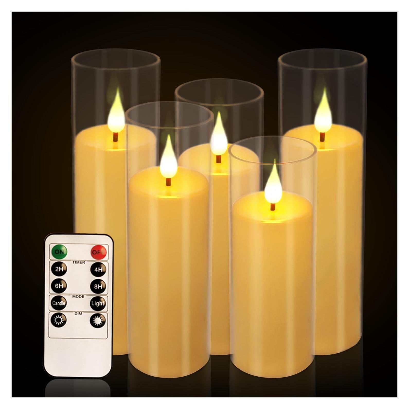 Juego de 5 Velas LED Sin Llama con Control Remoto - Blanco