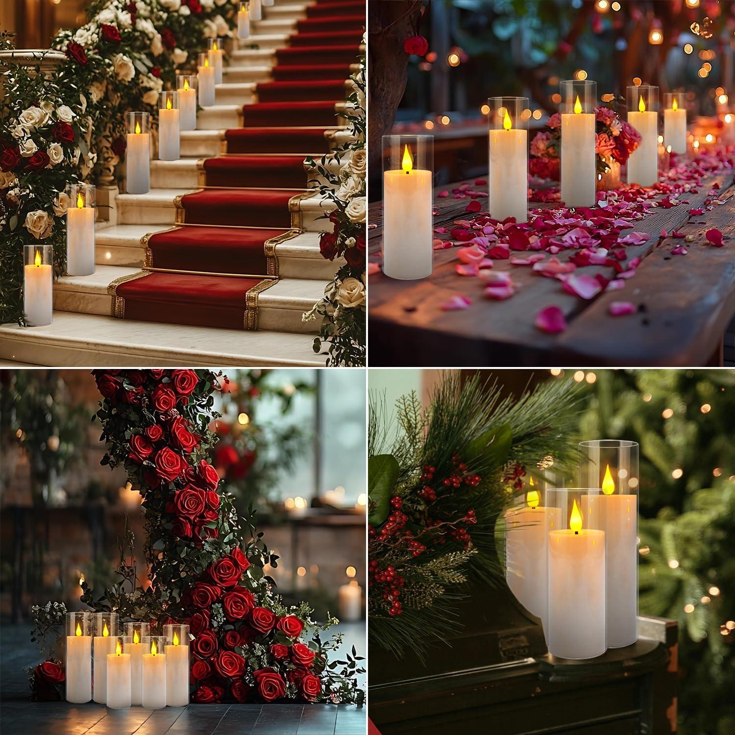 Juego de 5 Velas LED Sin Llama con Control Remoto - Blanco