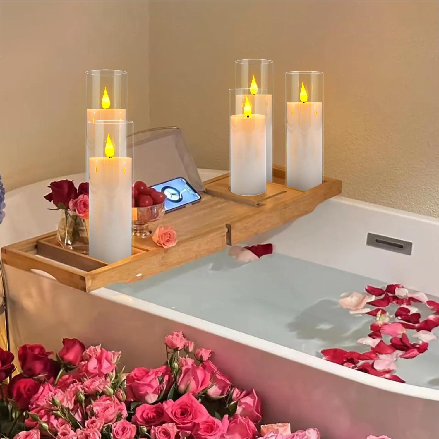 Juego de 5 Velas LED Sin Llama con Control Remoto - Blanco