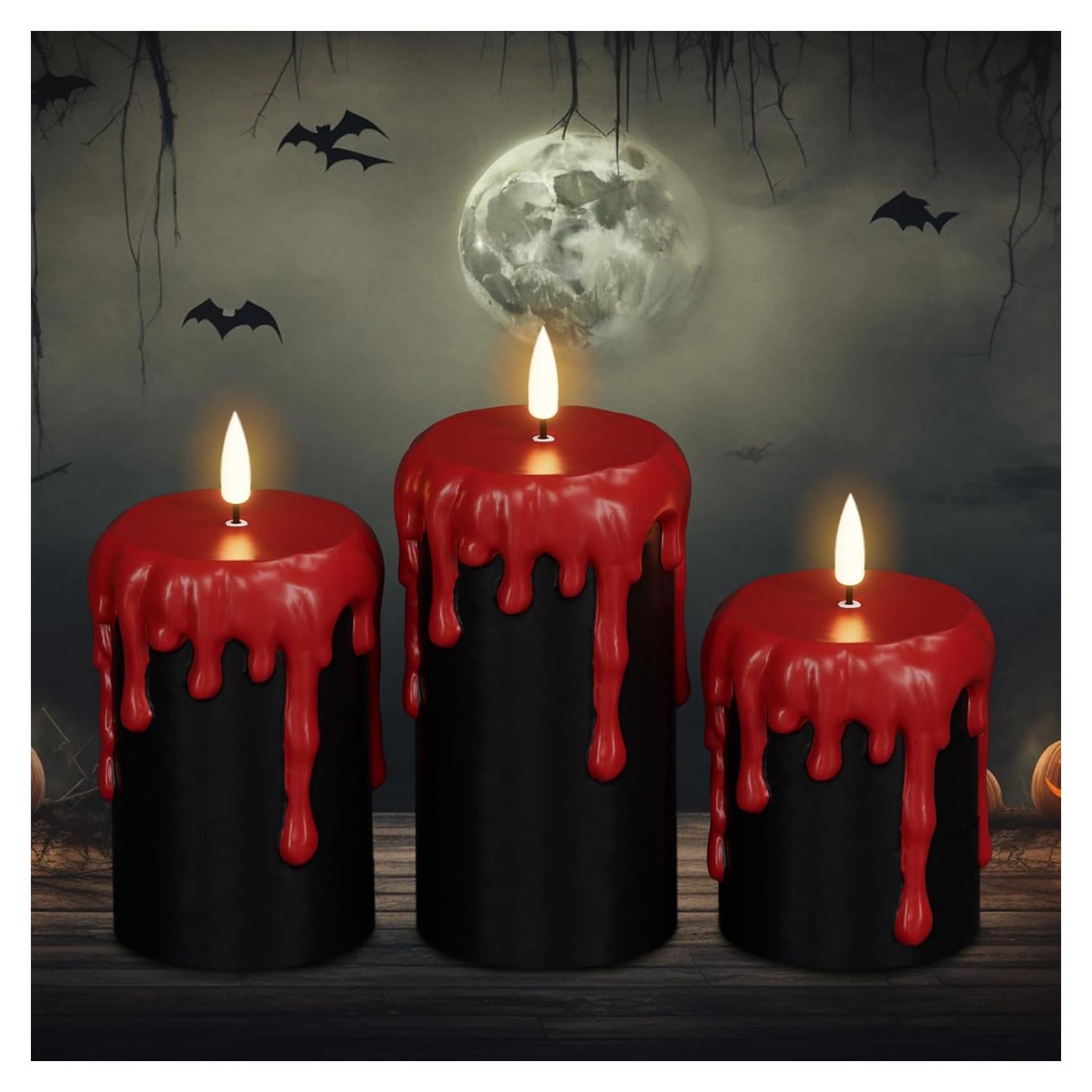 Velas LED Negras Sin Llama DRomance con Temporizador 3 Piezas