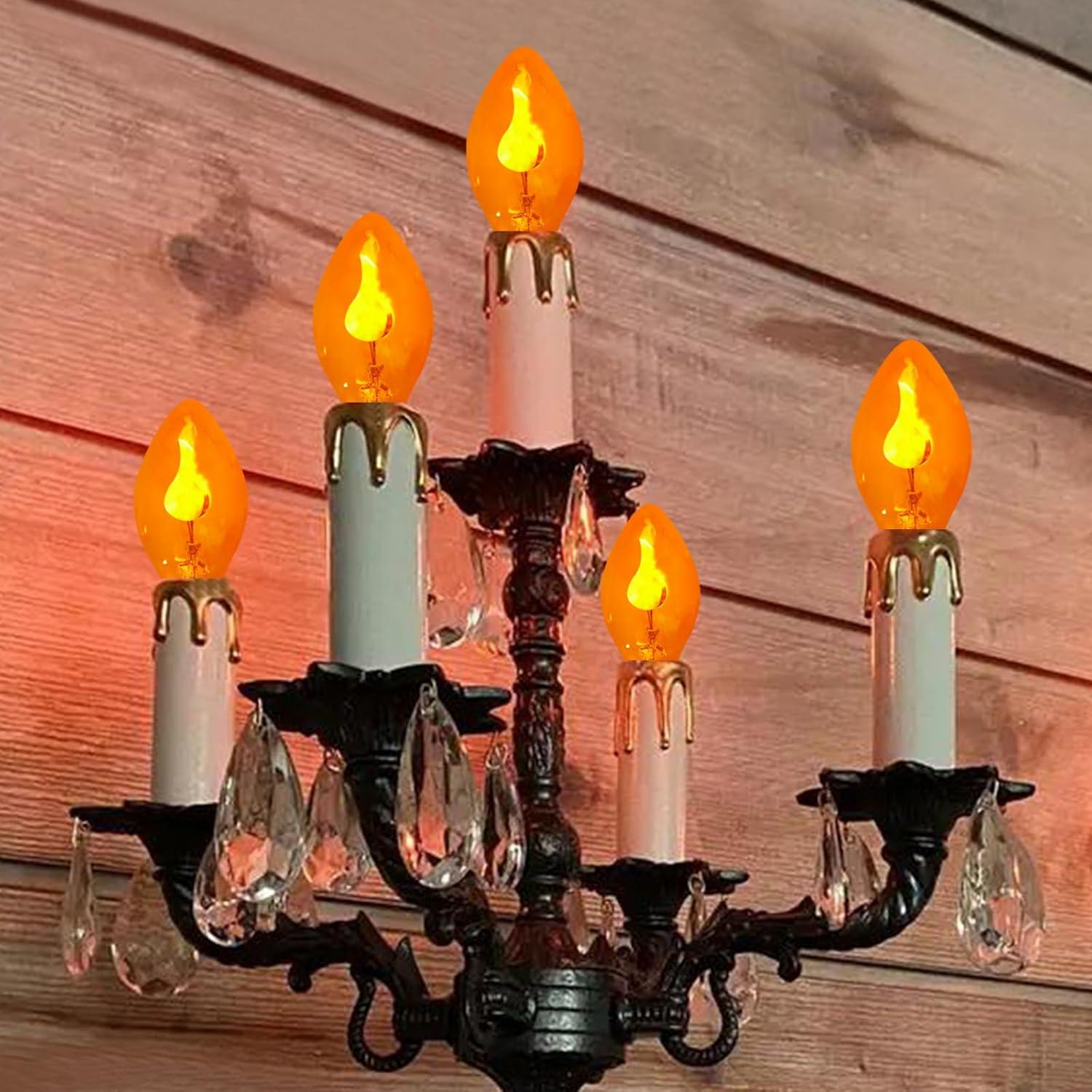 Bombillas de Llama Parpadeante Naranjas C7 Fonusty - Paquete de 12